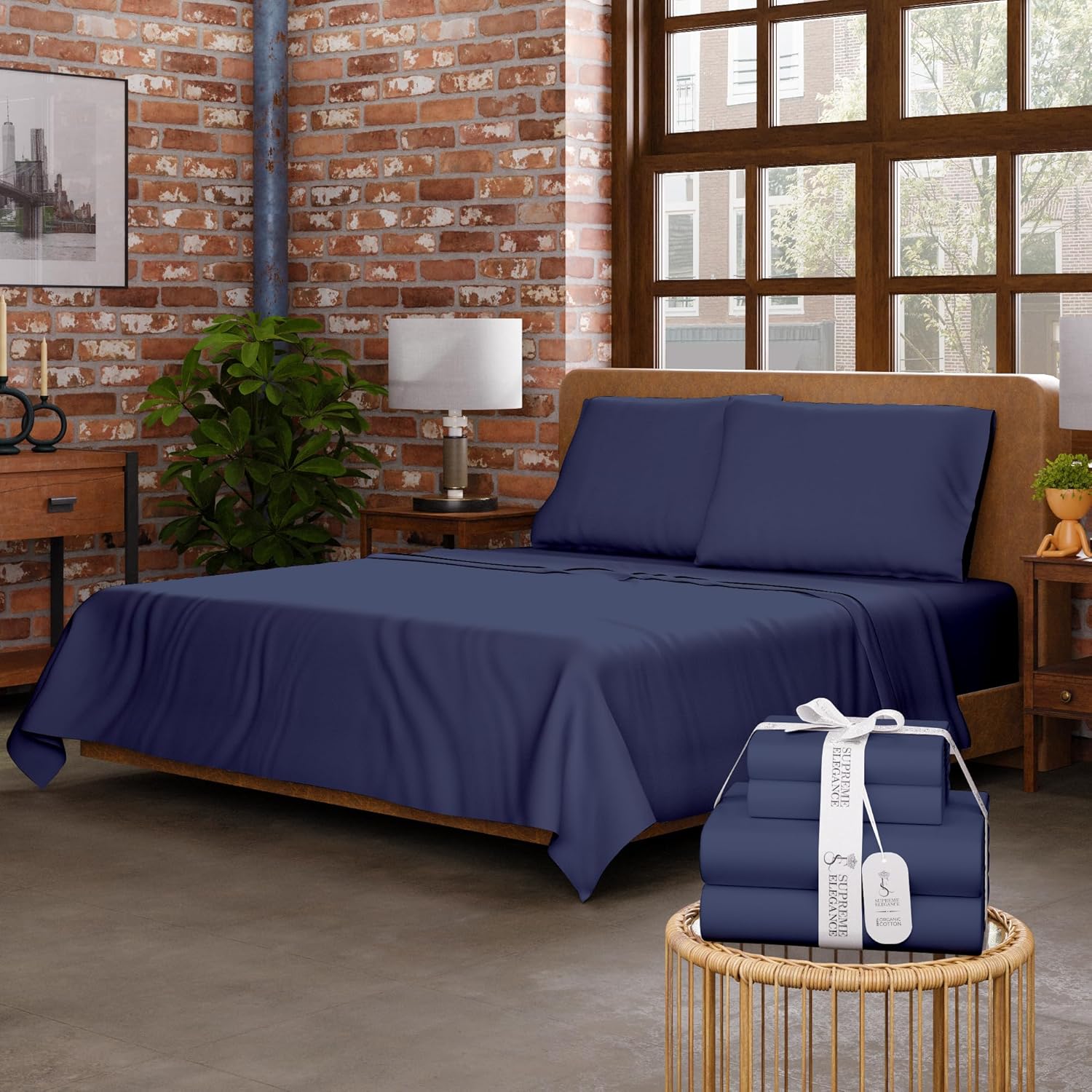 SUPREME ELEGANCE Organic Cotton Full Bed Sheet Set