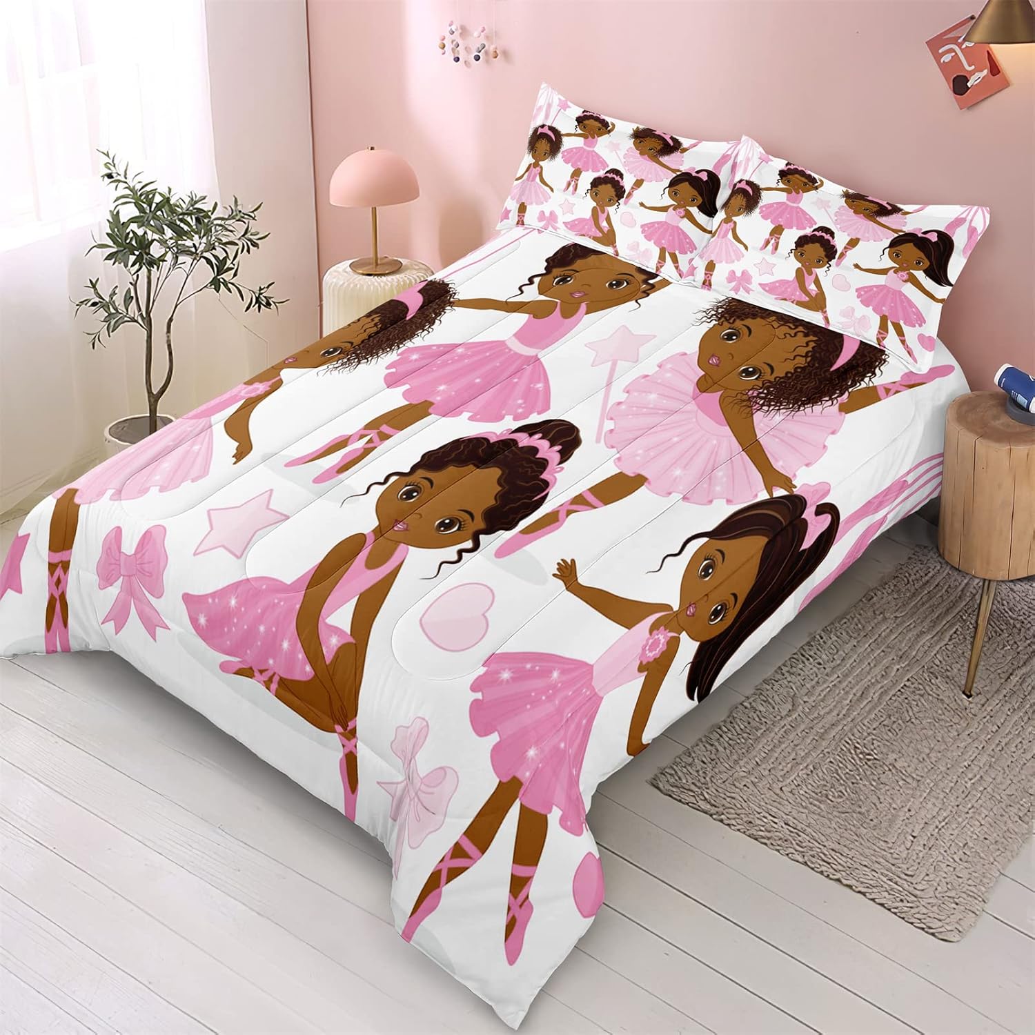 SIRDO Queen Comforter Set for Girls with Ballet Dancer Design