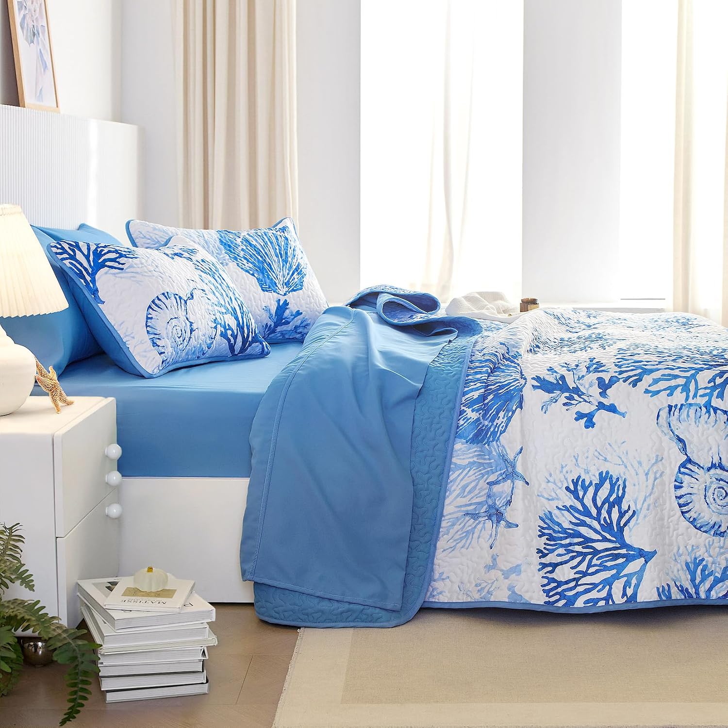 Wake In Cloud Coastal Quilt Set Nautical Themed 3 Piece TwinTwin XL