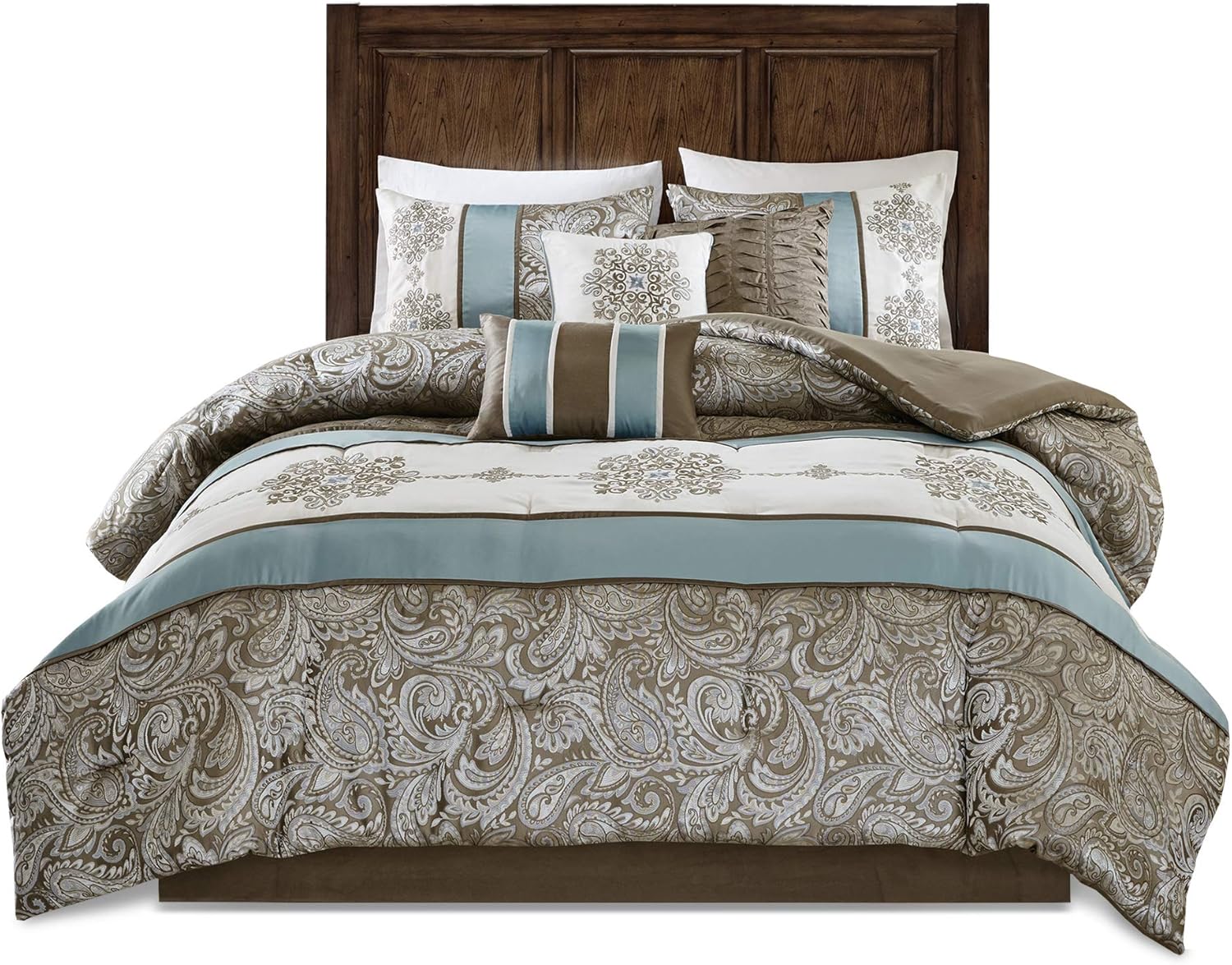Madison Park Comforter Set Blue 7 Piece Cal King 1