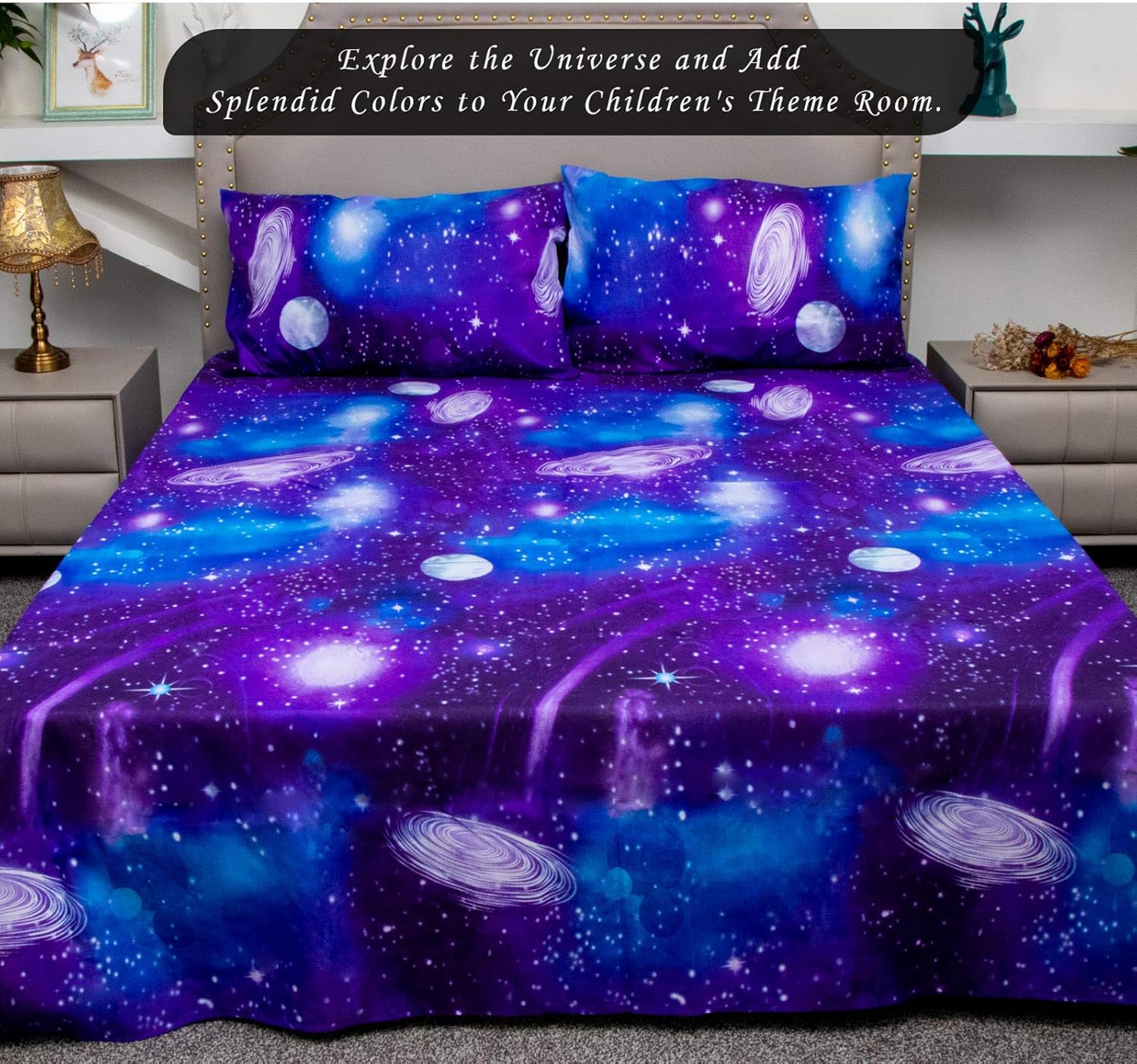 Galaxy Outer Space Sheet Set 3 pcs Purple Twin