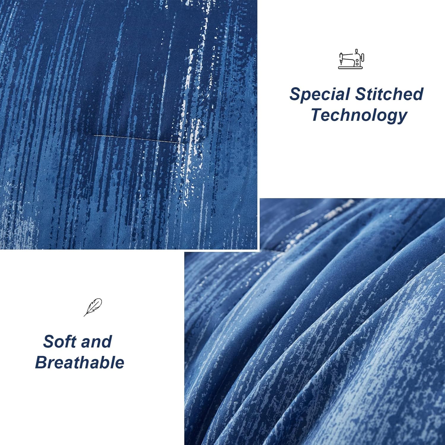 Dinjoy Ombre Blue Comforter Set Twin Size Reversible