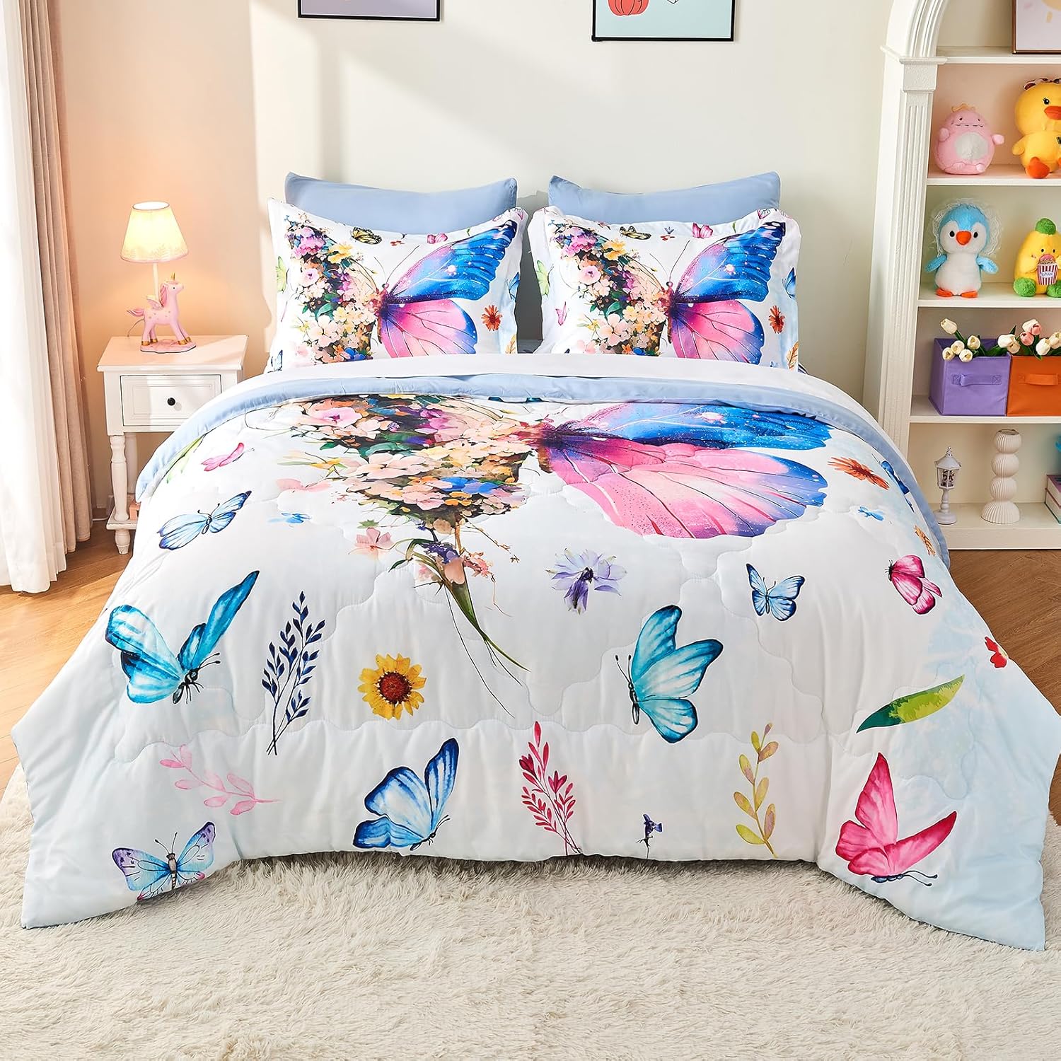 7 Piece Butterfly Comforter Set Twin Size