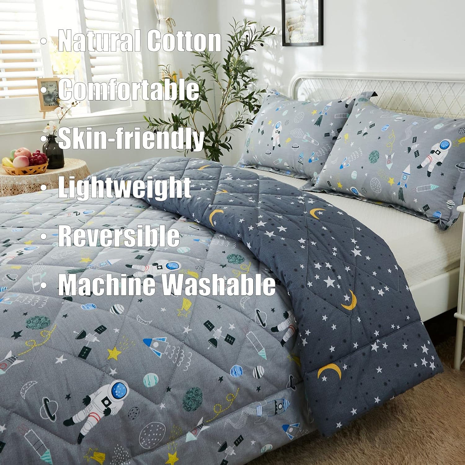 Brandream Kids Space Bedding Set Queen 3-Piece