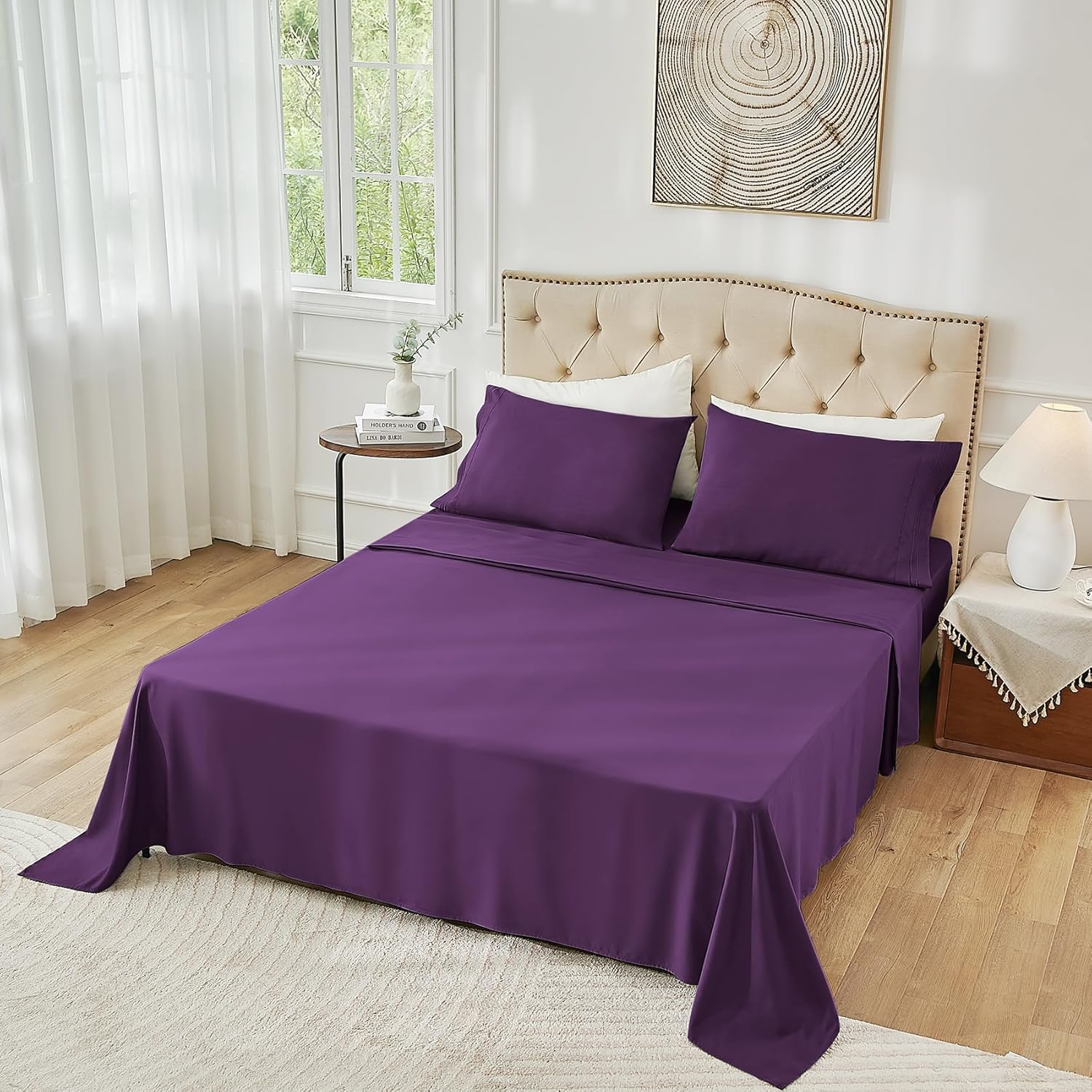 Yibeizi Twin XL Purple Cooling Microfiber Sheet Set