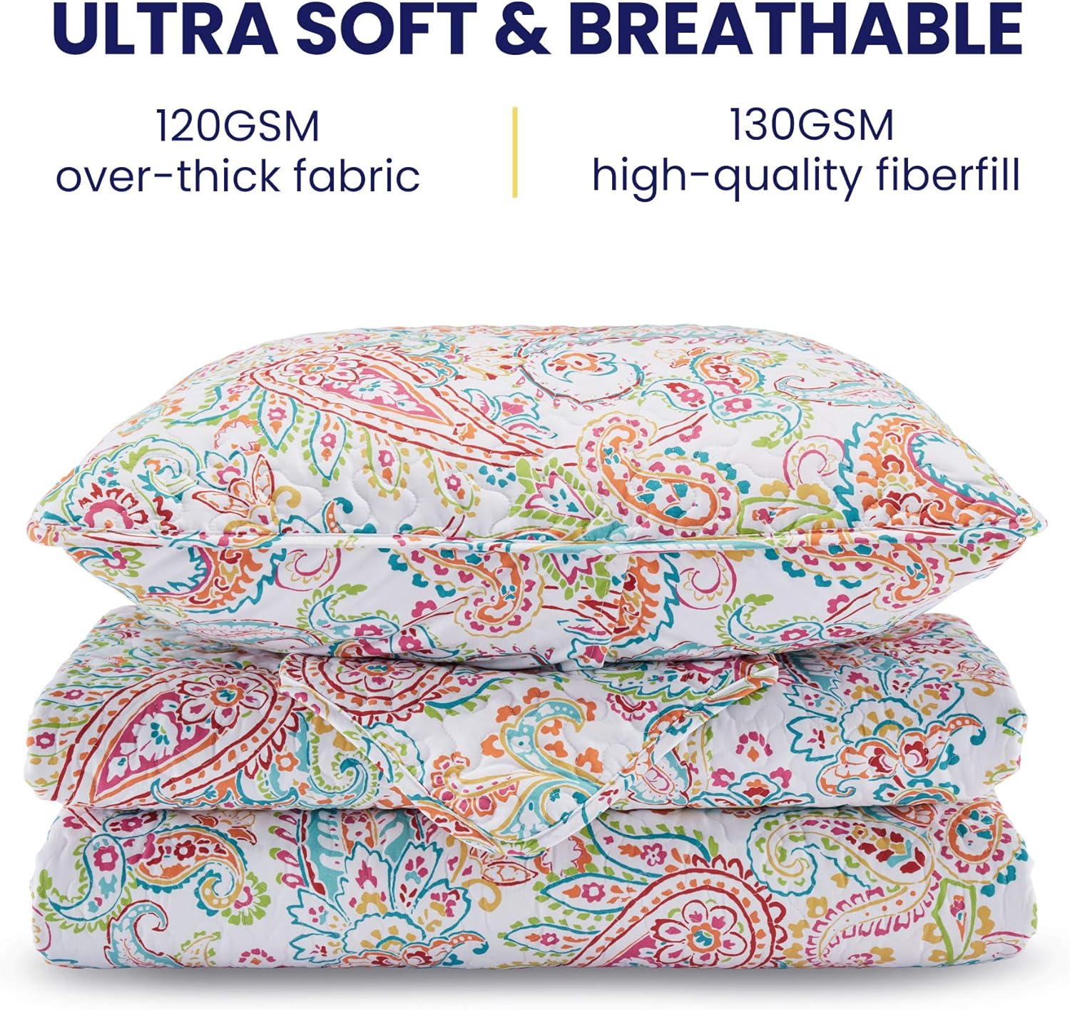 Sleep Zone 3-Piece Printed Quilt Set - Full Queen Size