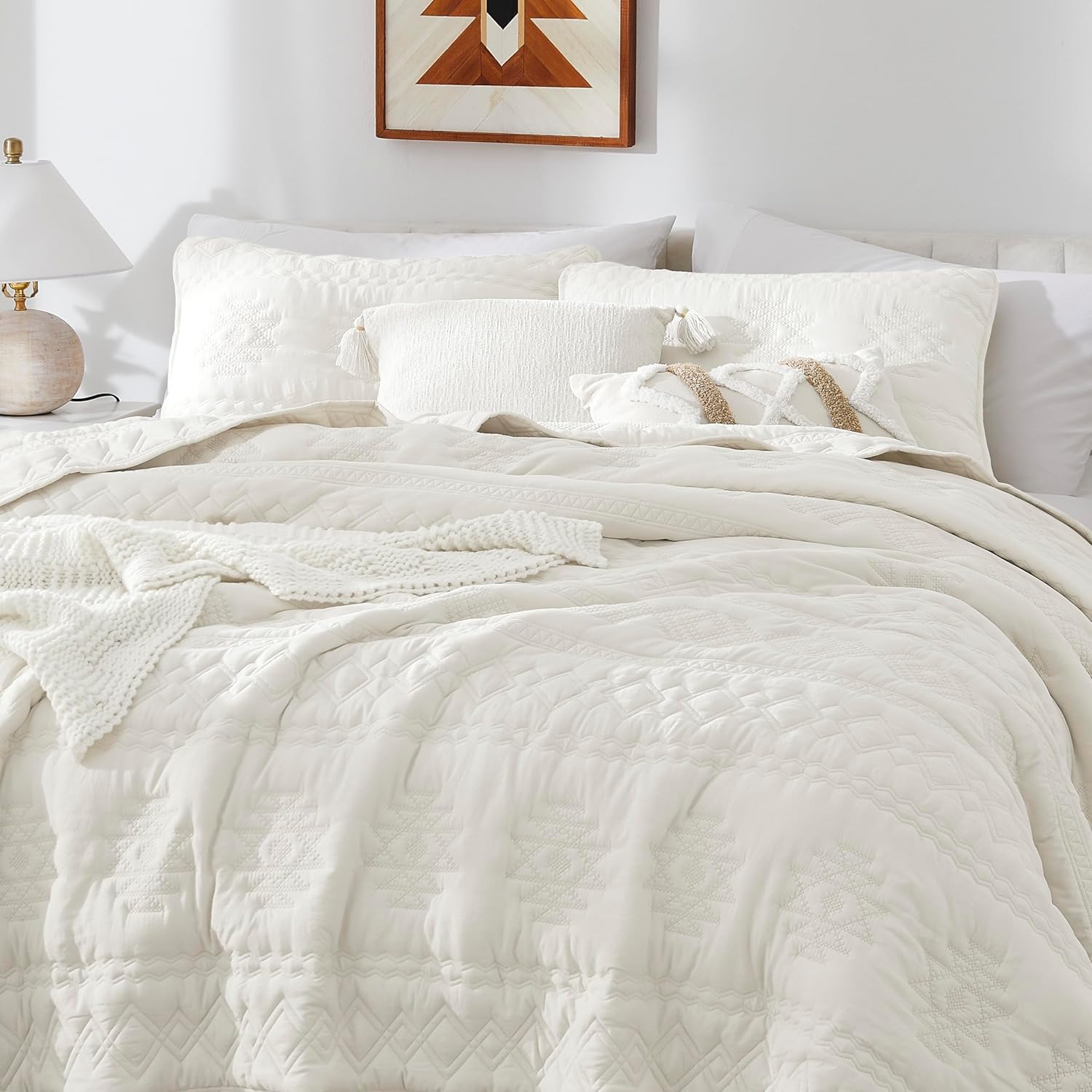 WDCOZY Boho Ivory Twin Bedding Set with 1 Pillow Sham 1