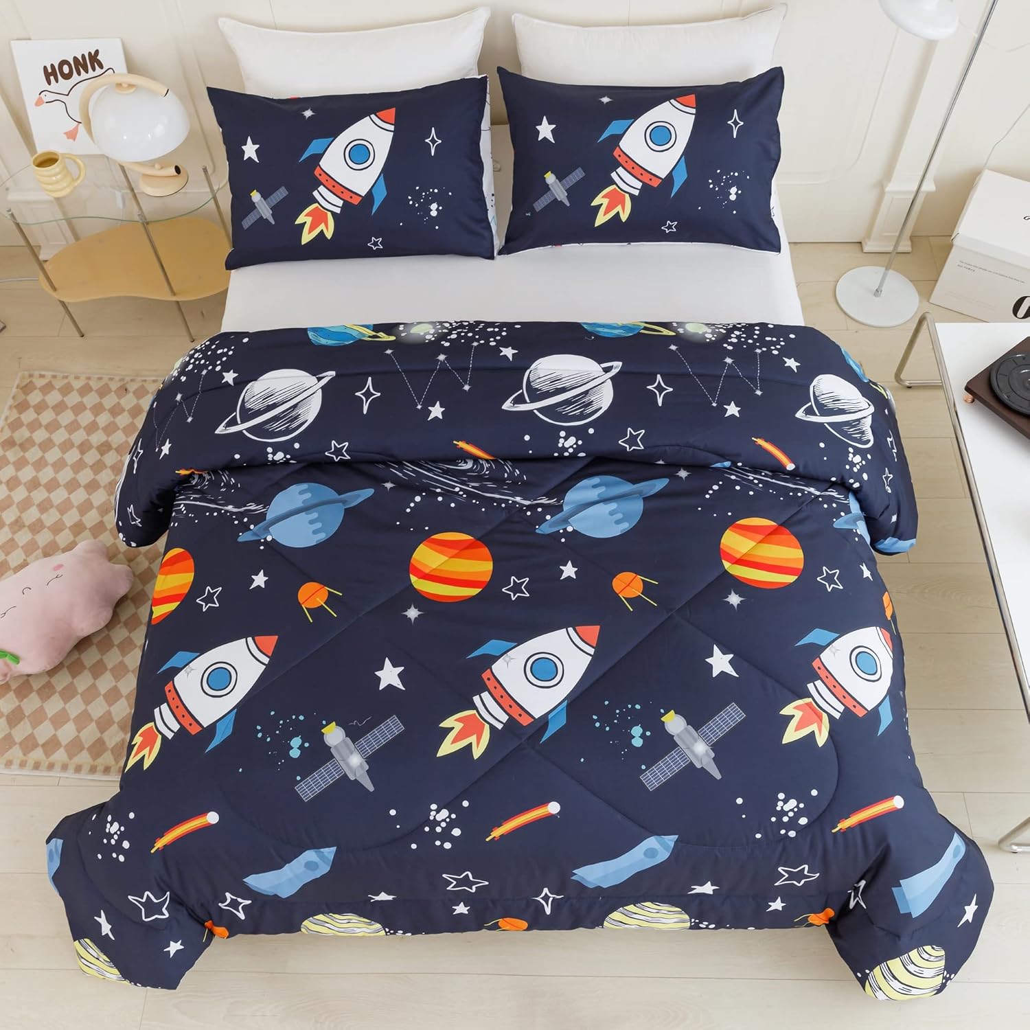 RYNGHIPY Space Rocket Comforter Set Twin Size