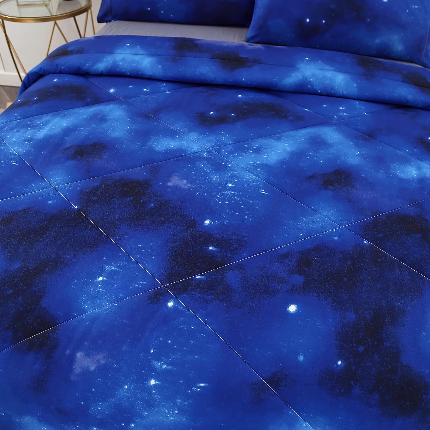 SDIII 3PCS Blue Galaxy Comforter Set Twin