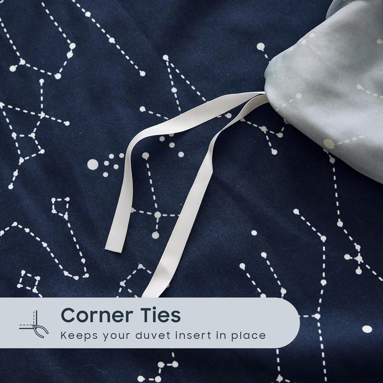 Wake In Cloud Constellation Duvet Cover Set King Size Navy Blue