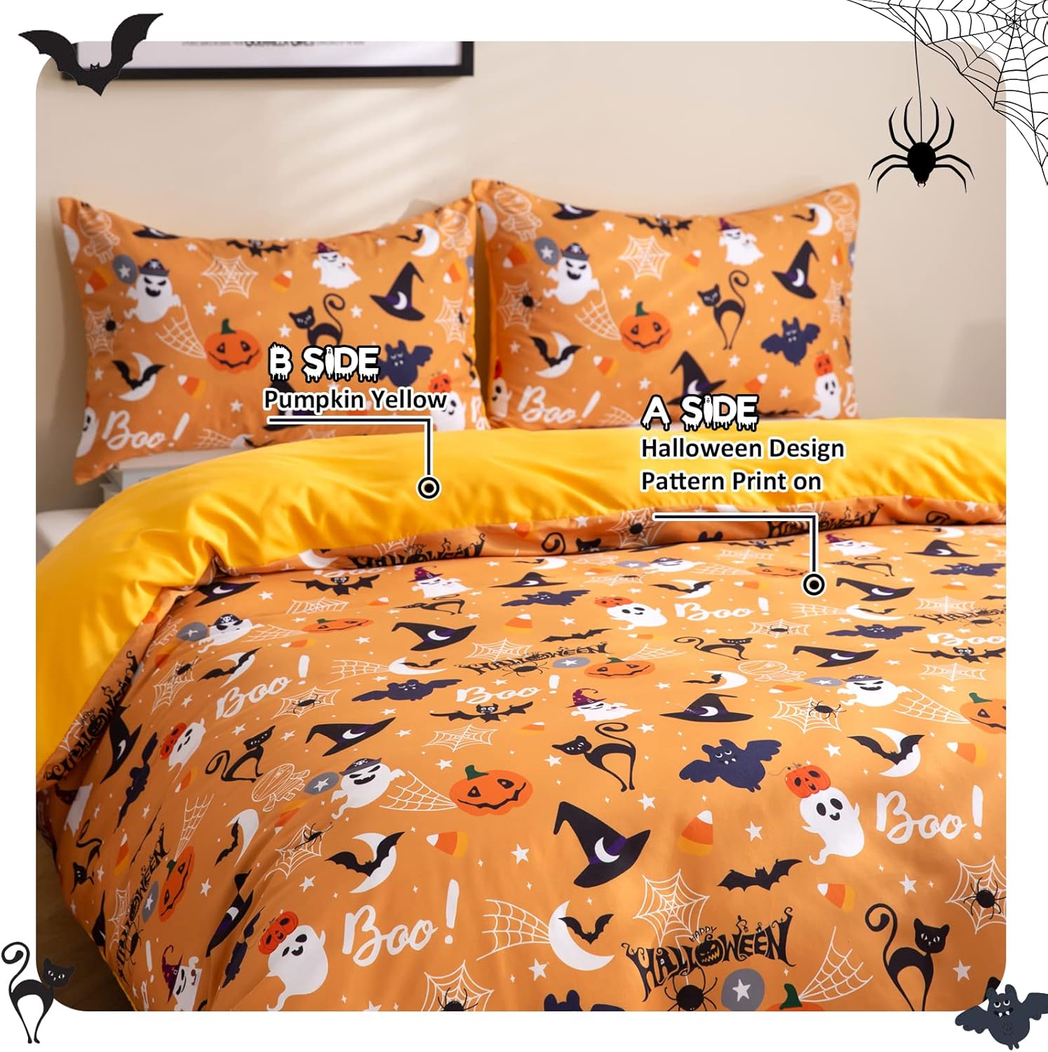 Luxudecor Halloween Duvet Cover Set Queen Size 1