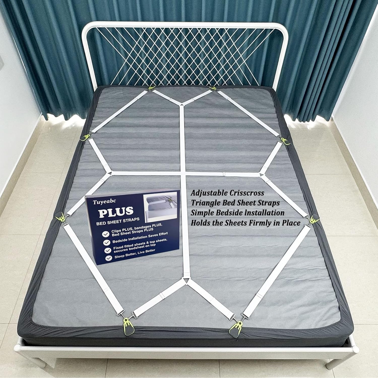 Tuyeabc Bed Sheet Straps PLUS for Twin Queen King Mattress 1