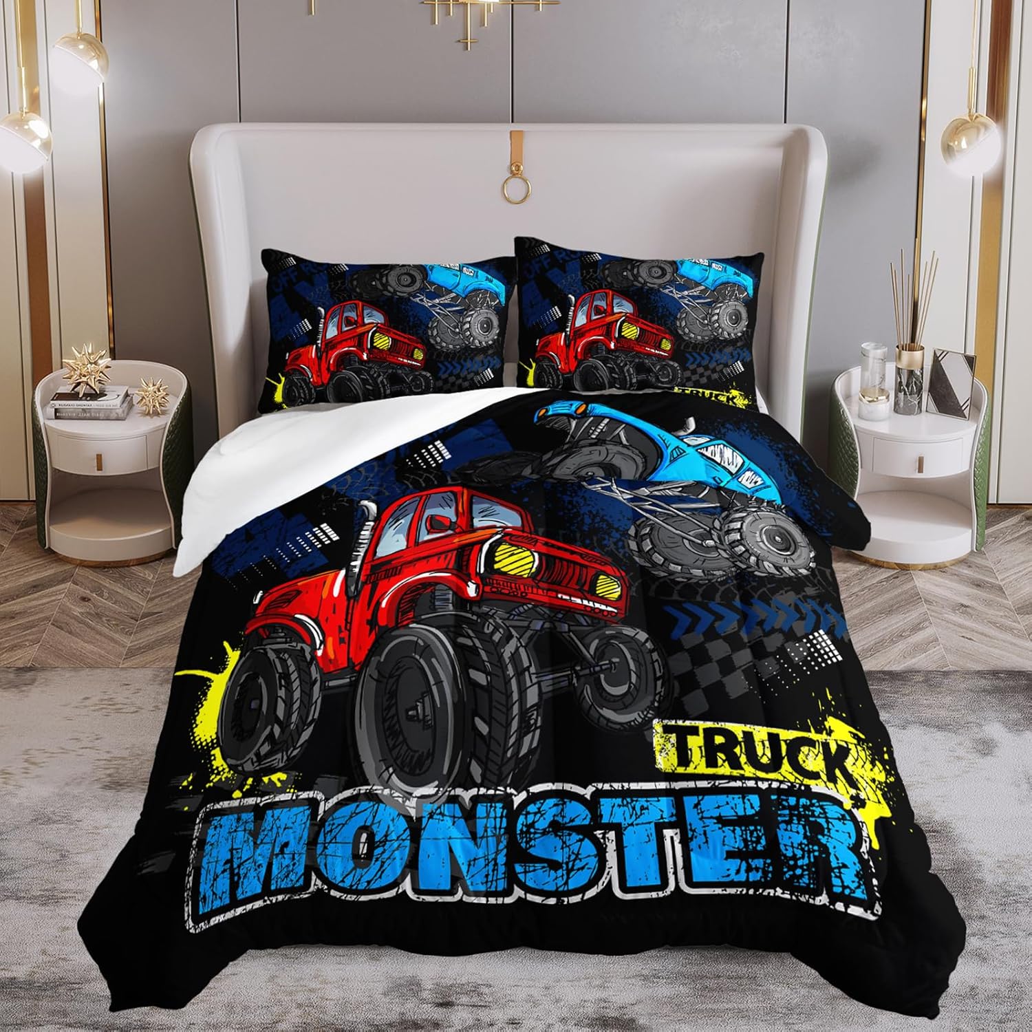QOOMO Truck Comforter Set for Kids Twin Size