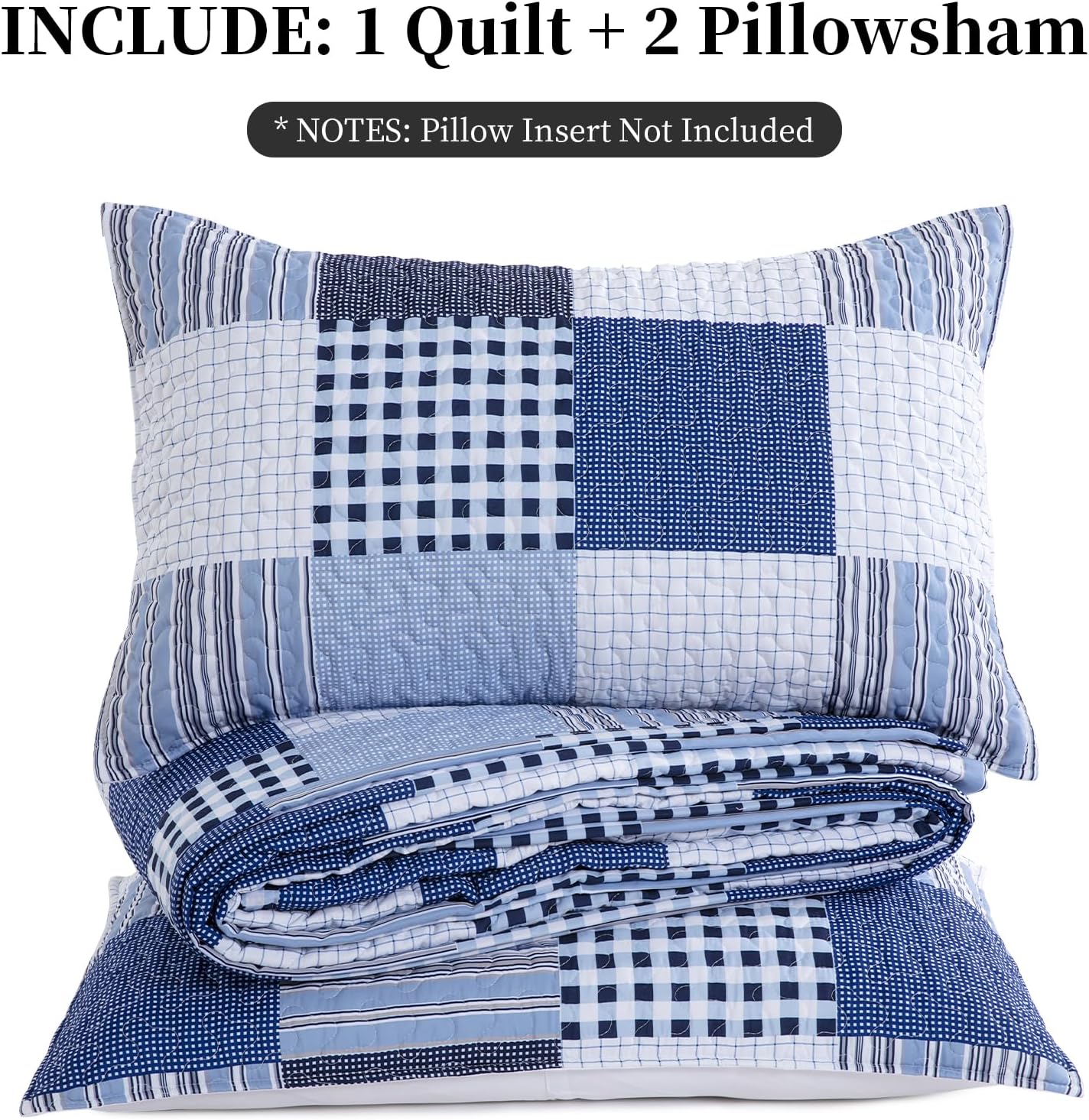 HOMBYS Oversized Plaid Quilt Set with Pillow Shams