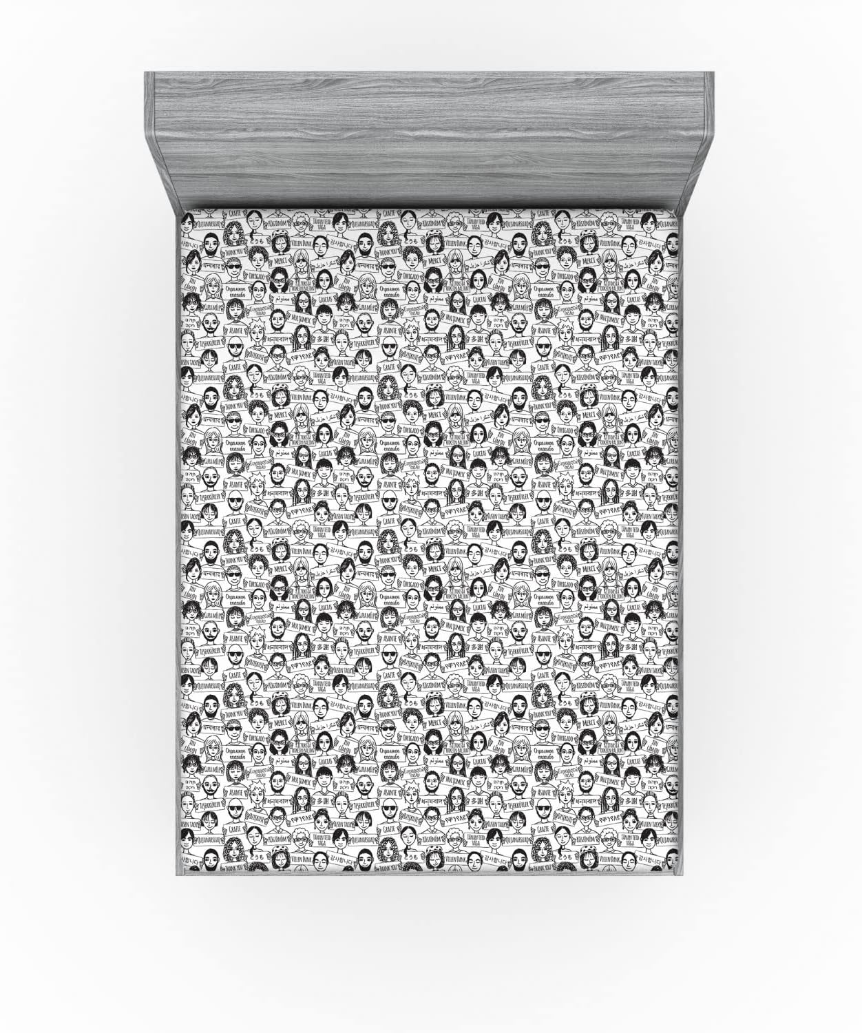Ambesonne Thank You Fitted Sheet California King Black and White