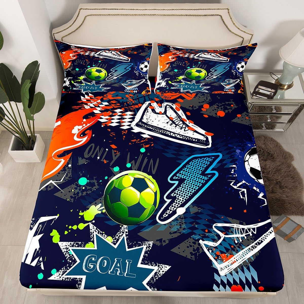 Erosebridal Boys Football Bed Sheet Set Twin Size