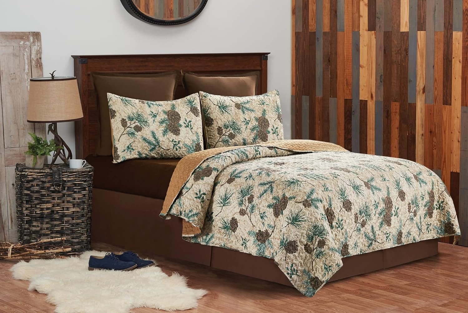CF Home Rustic Pinecone Quilt Set 3 Piece