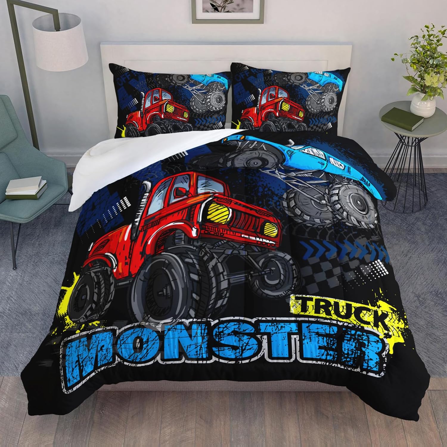 QOOMO Truck Comforter Set for Kids Twin Size