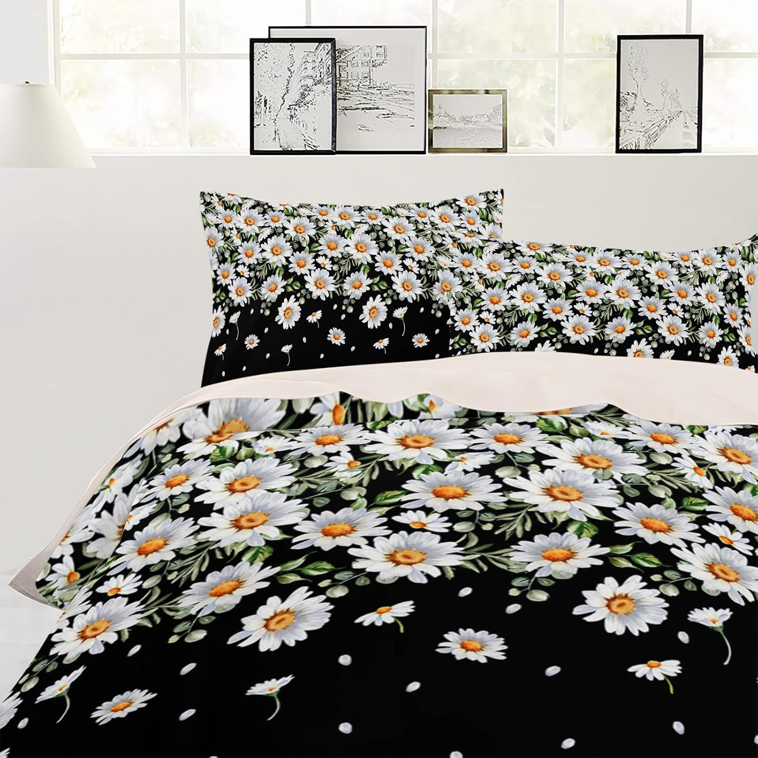 OComster California King Duvet Cover Set with Weeping Flowers Print
