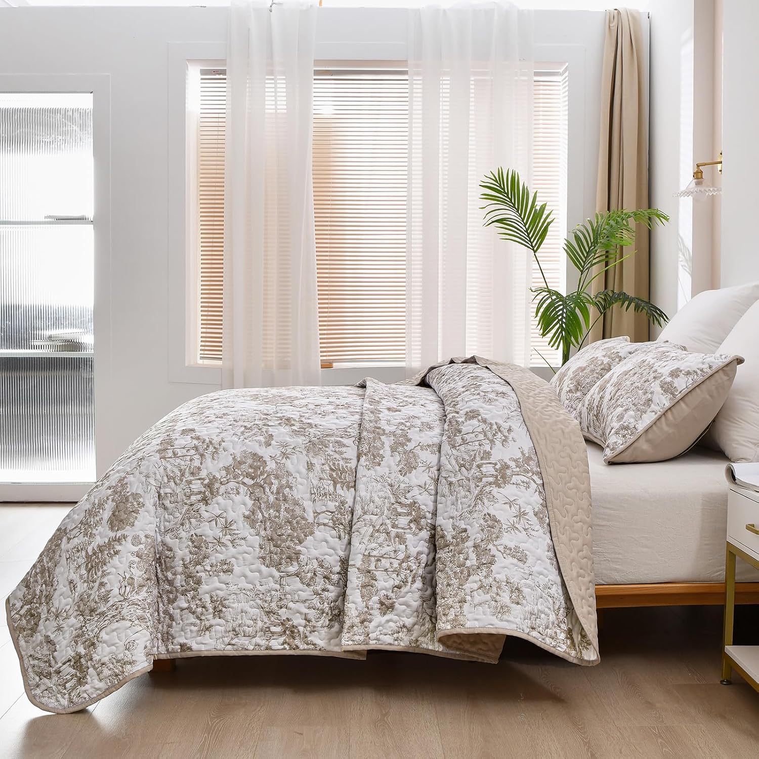 WONGS BEDDING Botanical Quilt Set California King