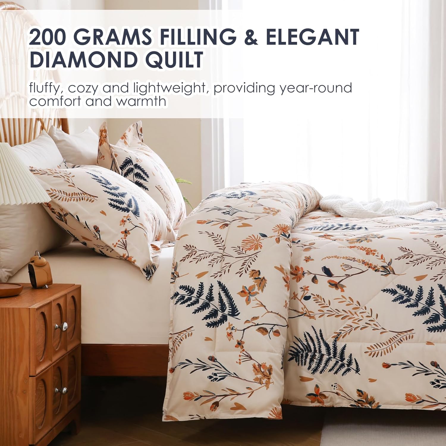 JSD Soft Floral Comforter Set King Size 3 Piece