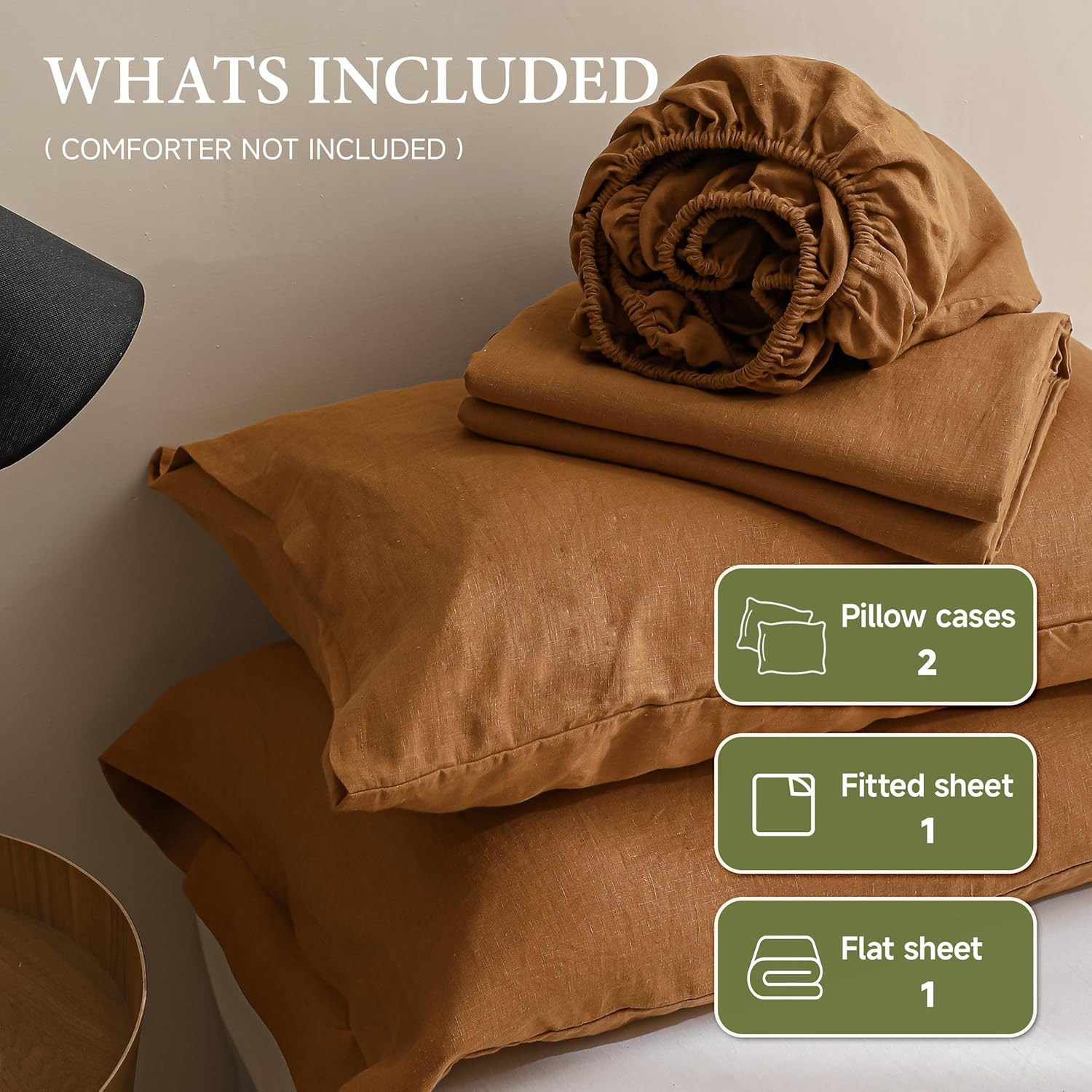 SimpleOpulence 100 Linen Sheet Set - California King Rust