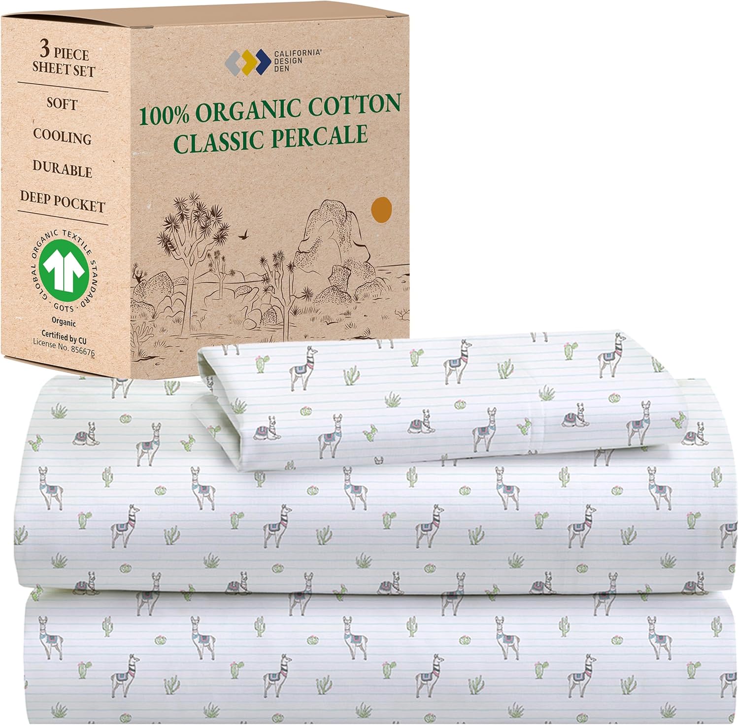 California Design Den Organic Cotton Llama Sheet Set