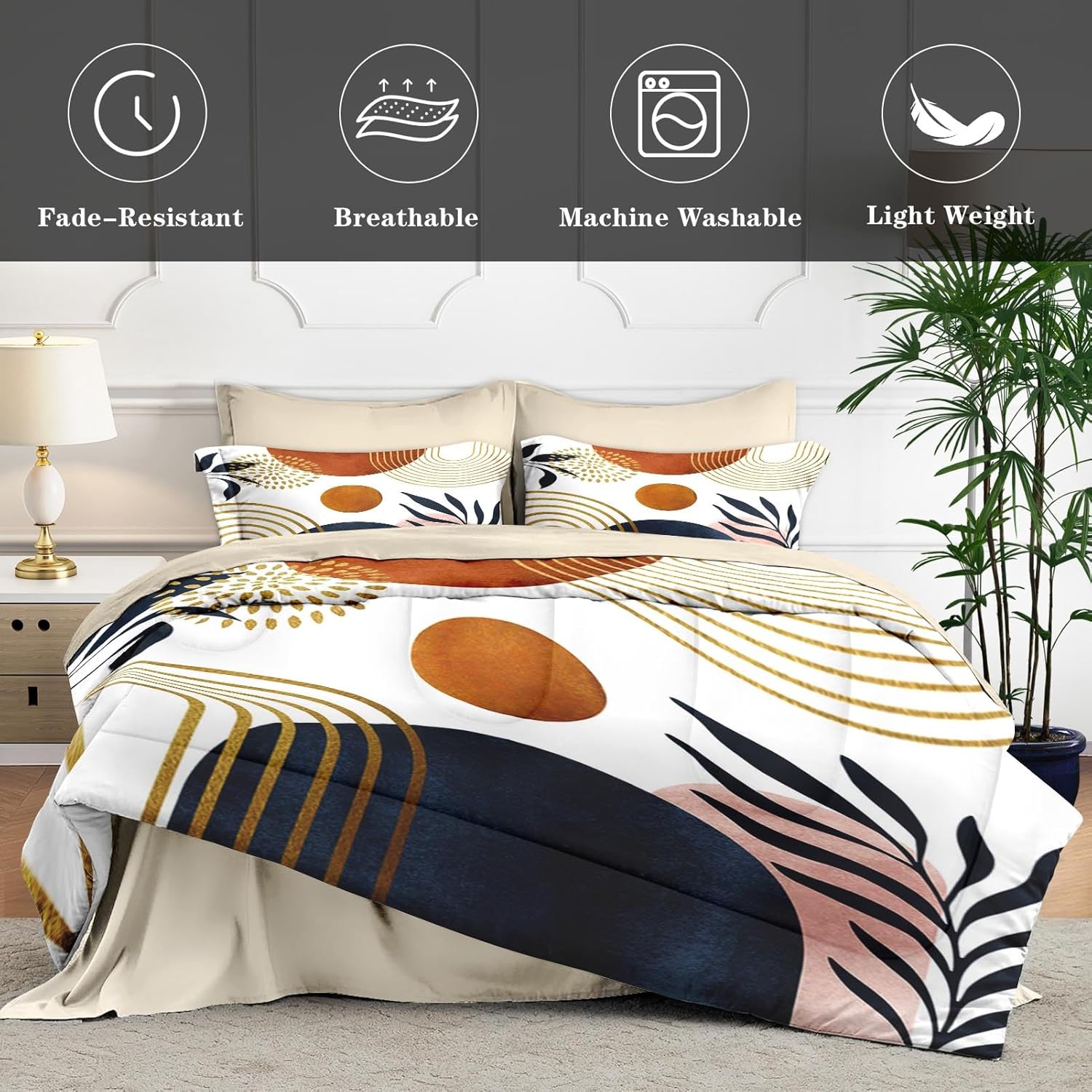 WeCozy 7 Pcs Queen Comforter Set with 2 Pillowcases and 2 Shams