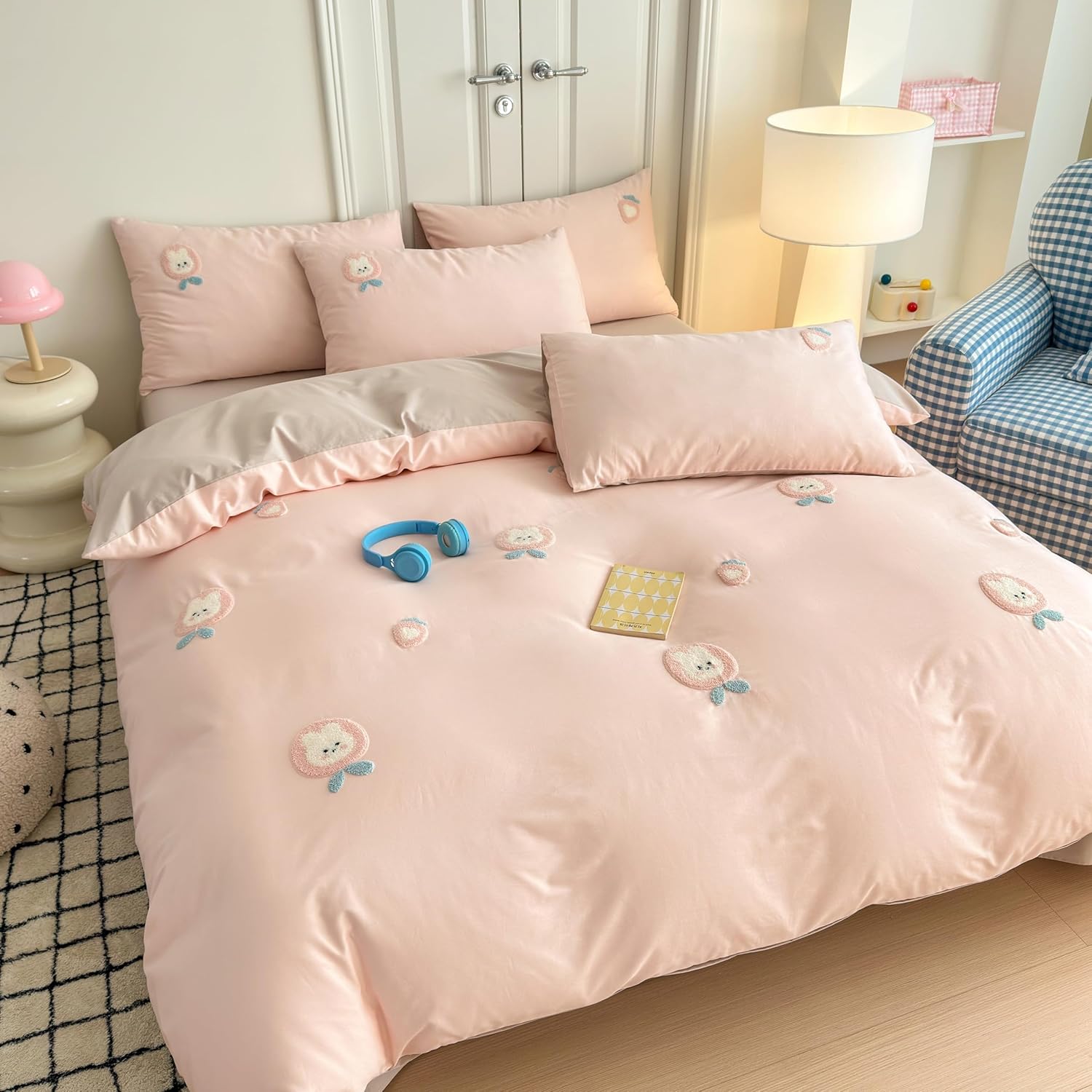 MorroMorn Twin Duvet Cover Set Peach Pink