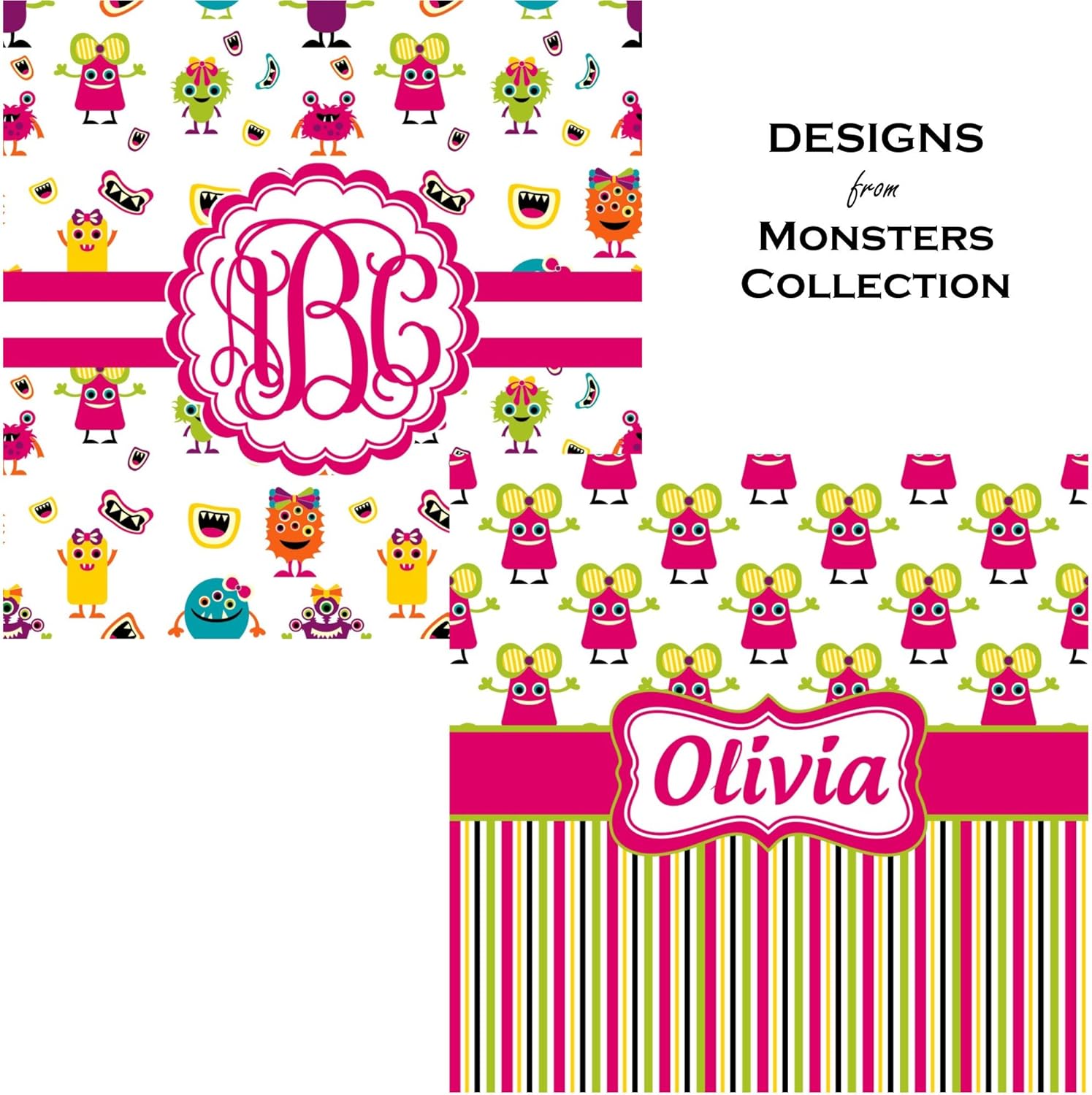 Personalized Girly Monsters Comforter Set Twin XL