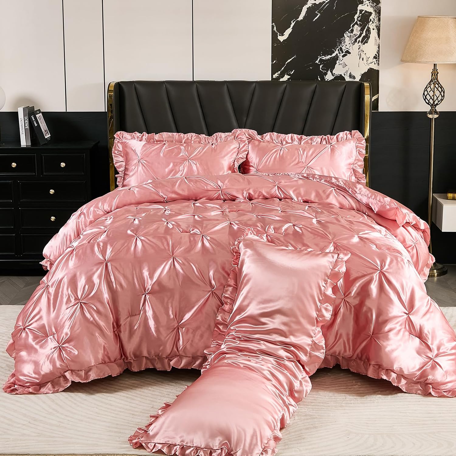 Bedbay Pink Satin Comforter Set 4 Pcs Luxury