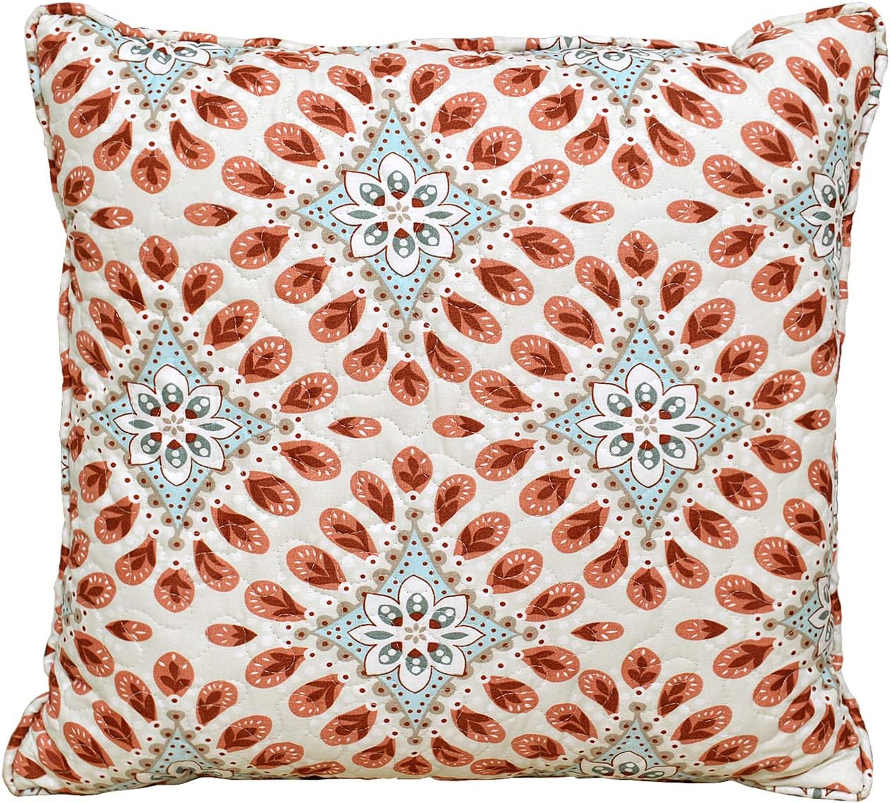 Bennington Damask Printed Microfiber Quilt Set Queen 90x90 5 Piece with Shams Pillows