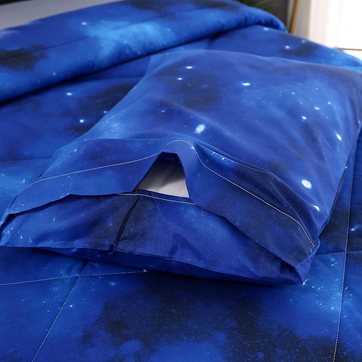 SDIII 3PCS Blue Galaxy Comforter Set Twin