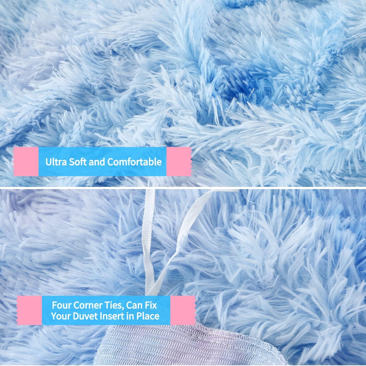 RYNGHIPY Fuzzy Faux Fur Duvet Cover Set Twin Size