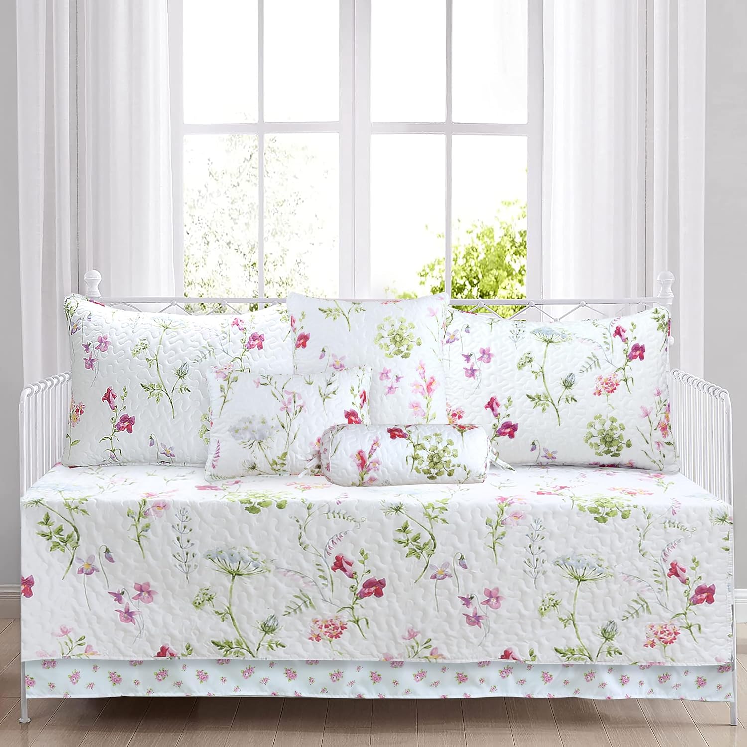 Cozy Line Azalea Floral Reversible Quilt Set 7-Piece Daybed Cover