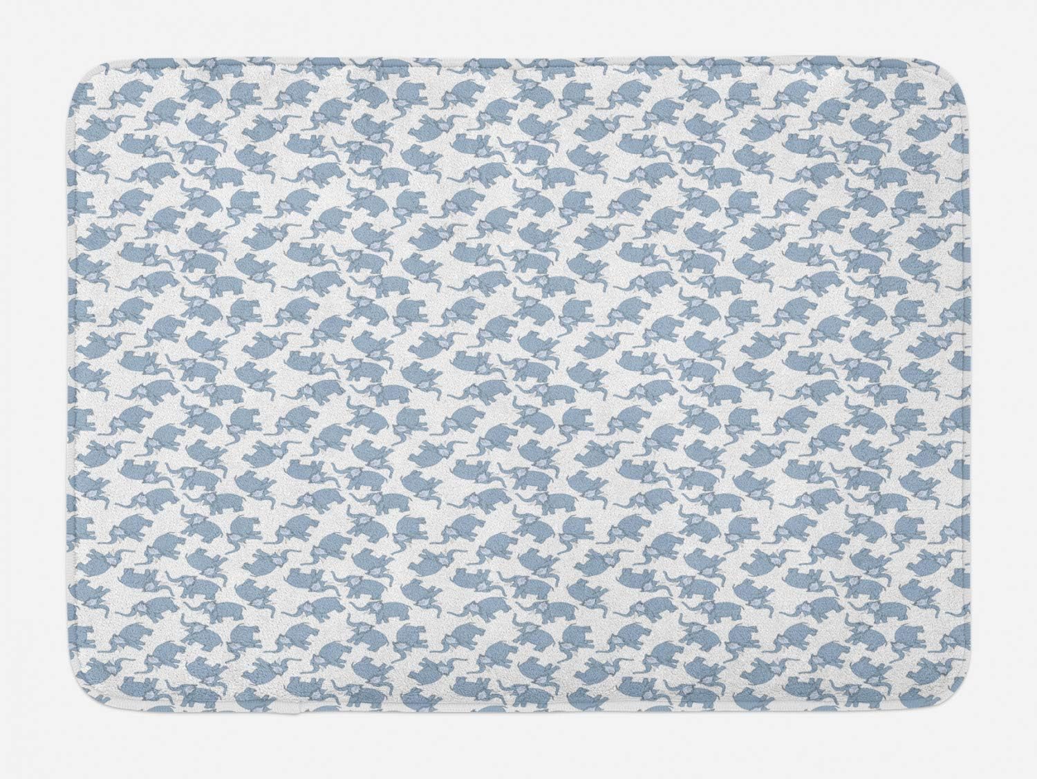 Ambesonne Cartoon Animal Bath Mat Blue Grey and White