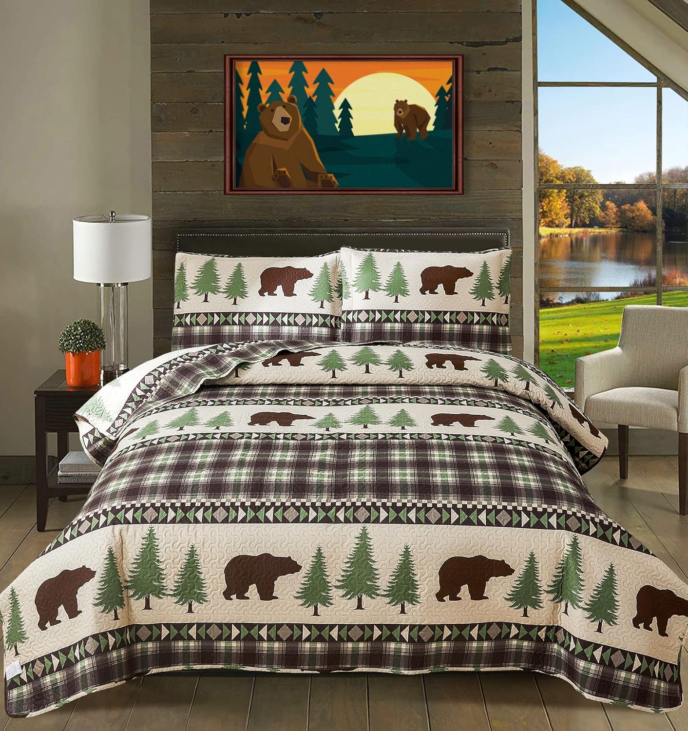 CHESITY Lodge Quilt Set Twin Size 3 Piece