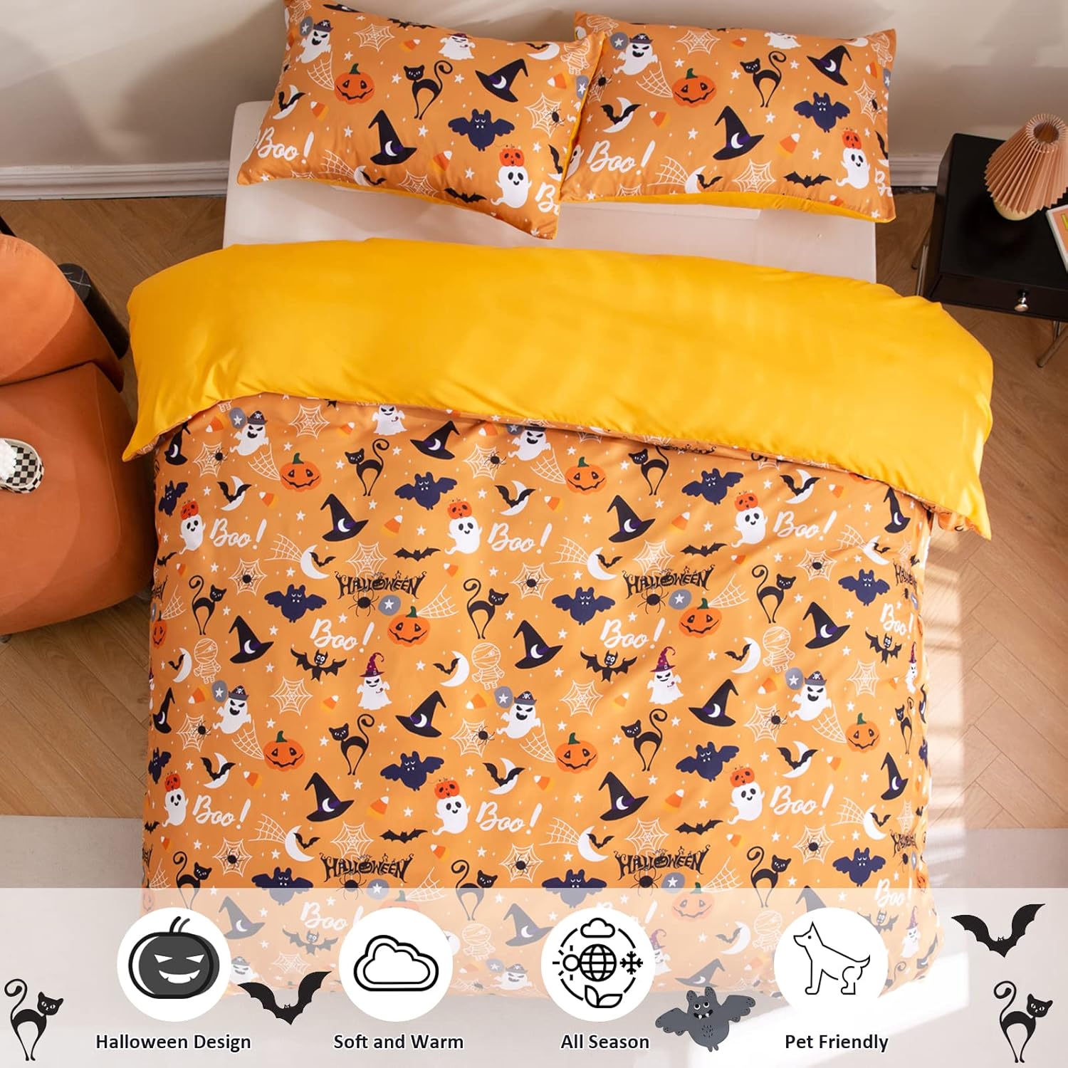 Luxudecor Halloween Duvet Cover Set Queen Size 1