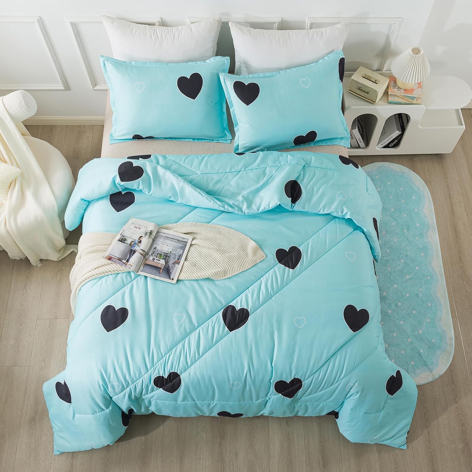 Heart Pattern Girls Comforter Set Twin Size