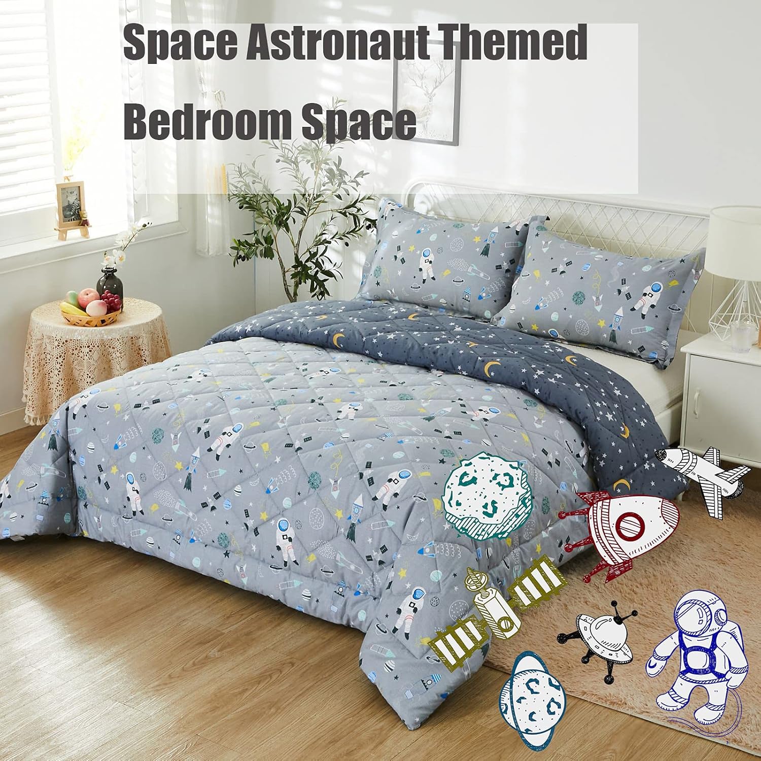 Brandream Kids Space Bedding Set Queen 3-Piece