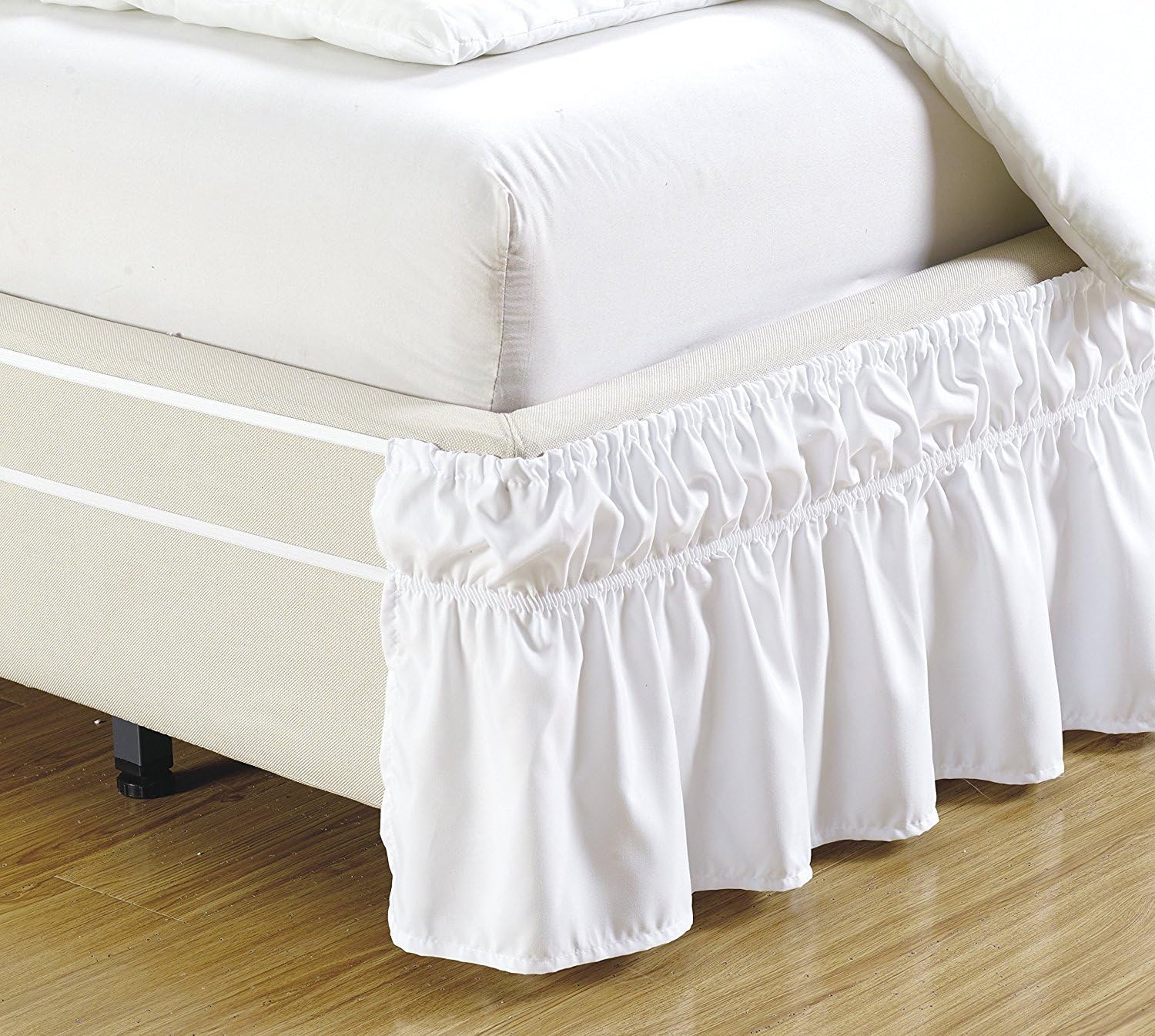 Linen Plus Elastic Bed Skirt 14 Drop White Queen-King