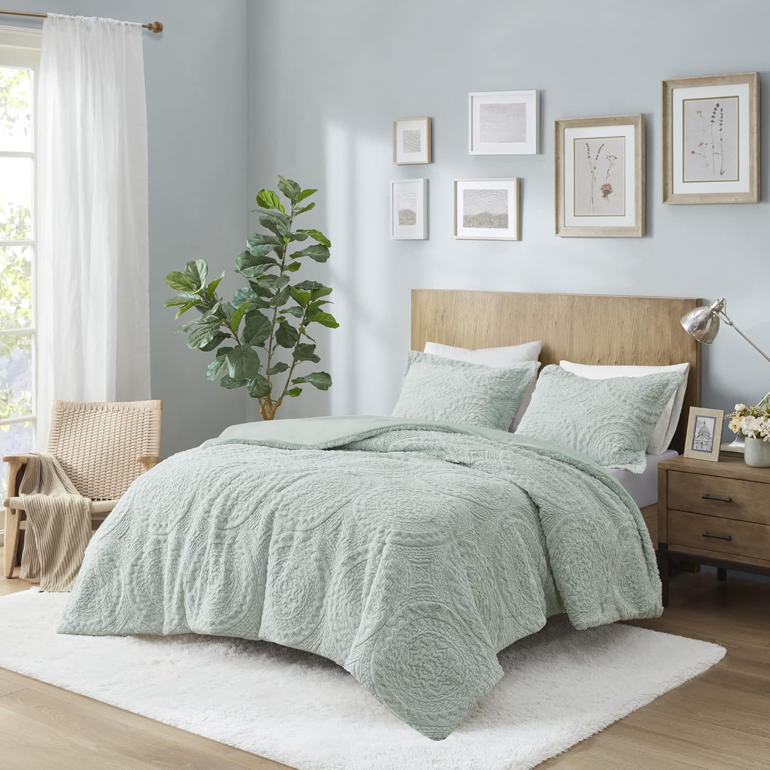 Madison Park Arya Plush Comforter Set Aqua 2 Piece 1