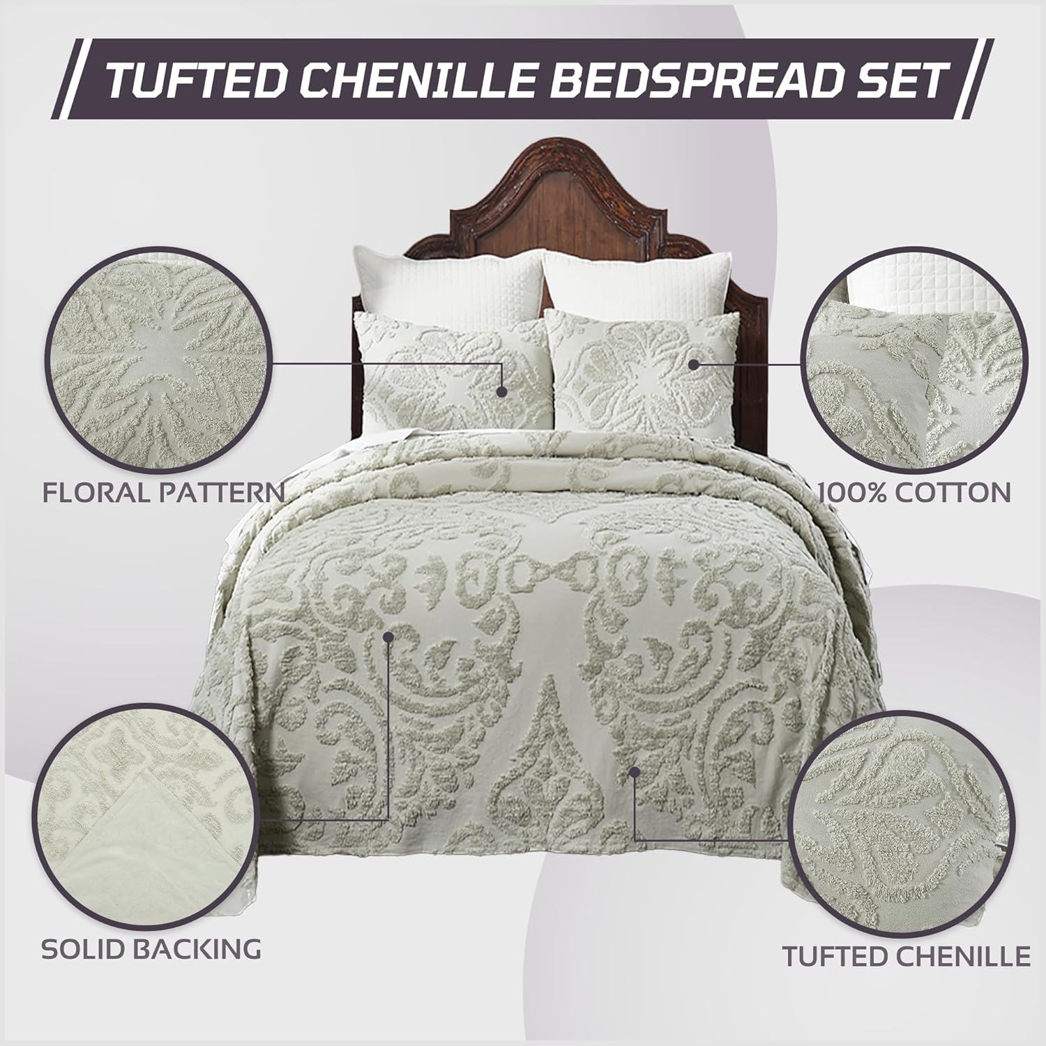 Better Trends Rylee Chenille Bedspread Set