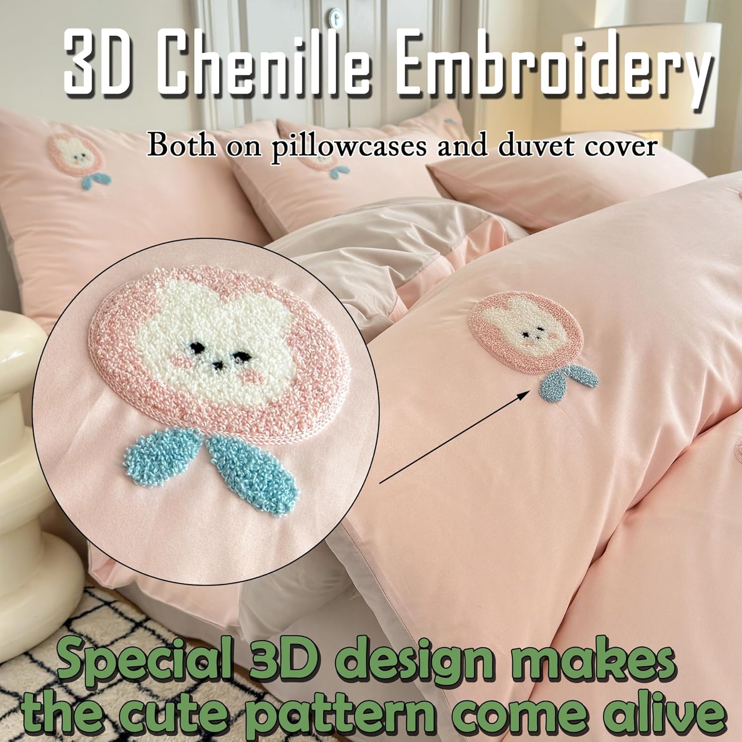MorroMorn Twin Duvet Cover Set Peach Pink