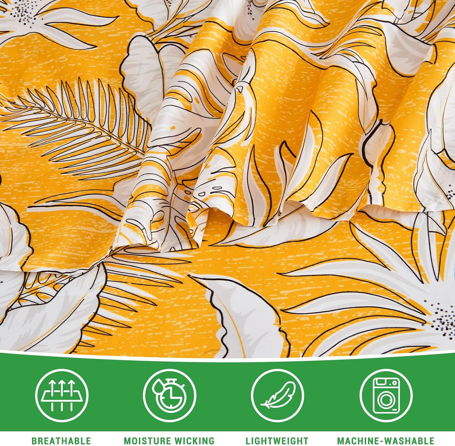 Gogreen 3PC Twin XL Sheet Set - Yellow Leaves