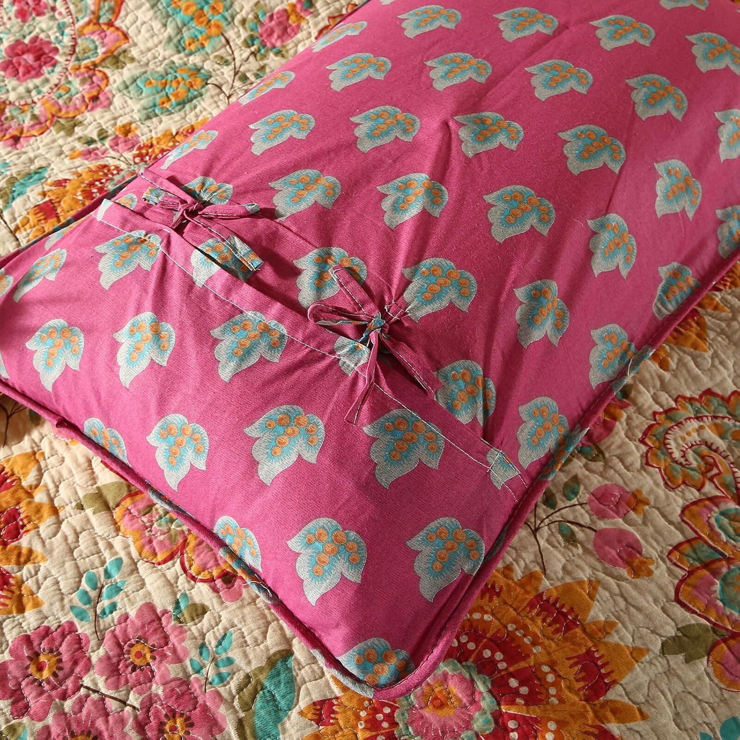 YASMENG 100 Cotton Boho King Quilt Set 3 Pc
