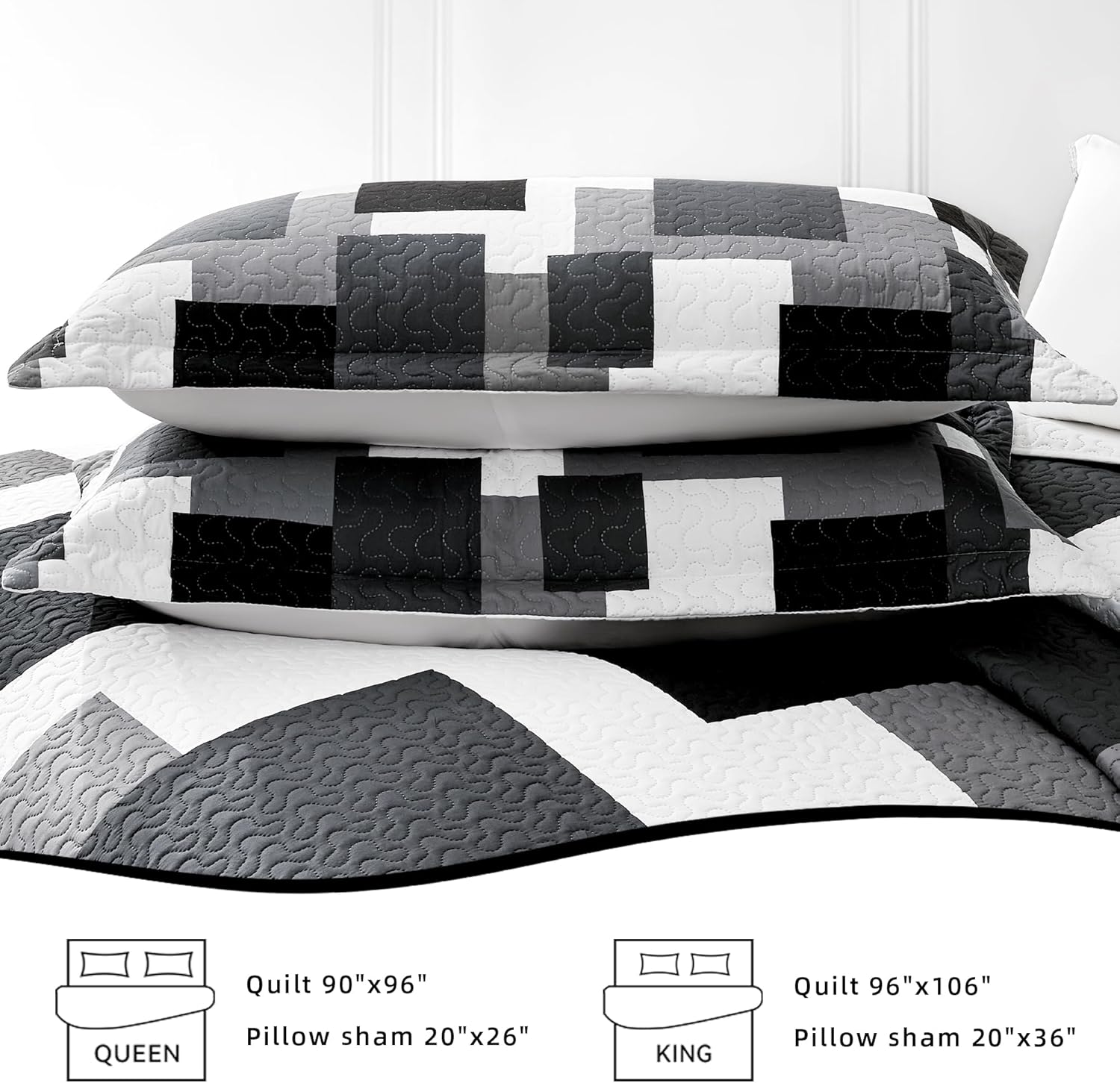 Tyrot Modern Geometric Quilt Set 3 Piece King Size