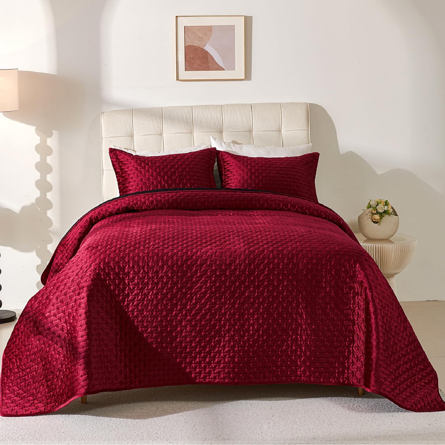 Cmfshape Velvet Quilt Set Queen Size Reversible 1