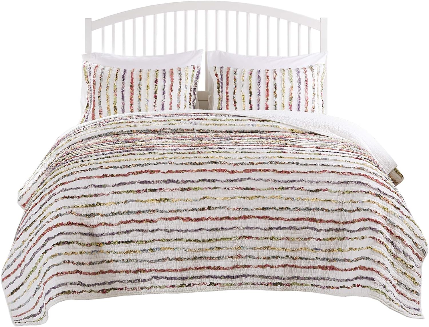 Greenland Home - GL-1104YK Bella Ruffled Quilt Set 3-Piece KingCal King Multi