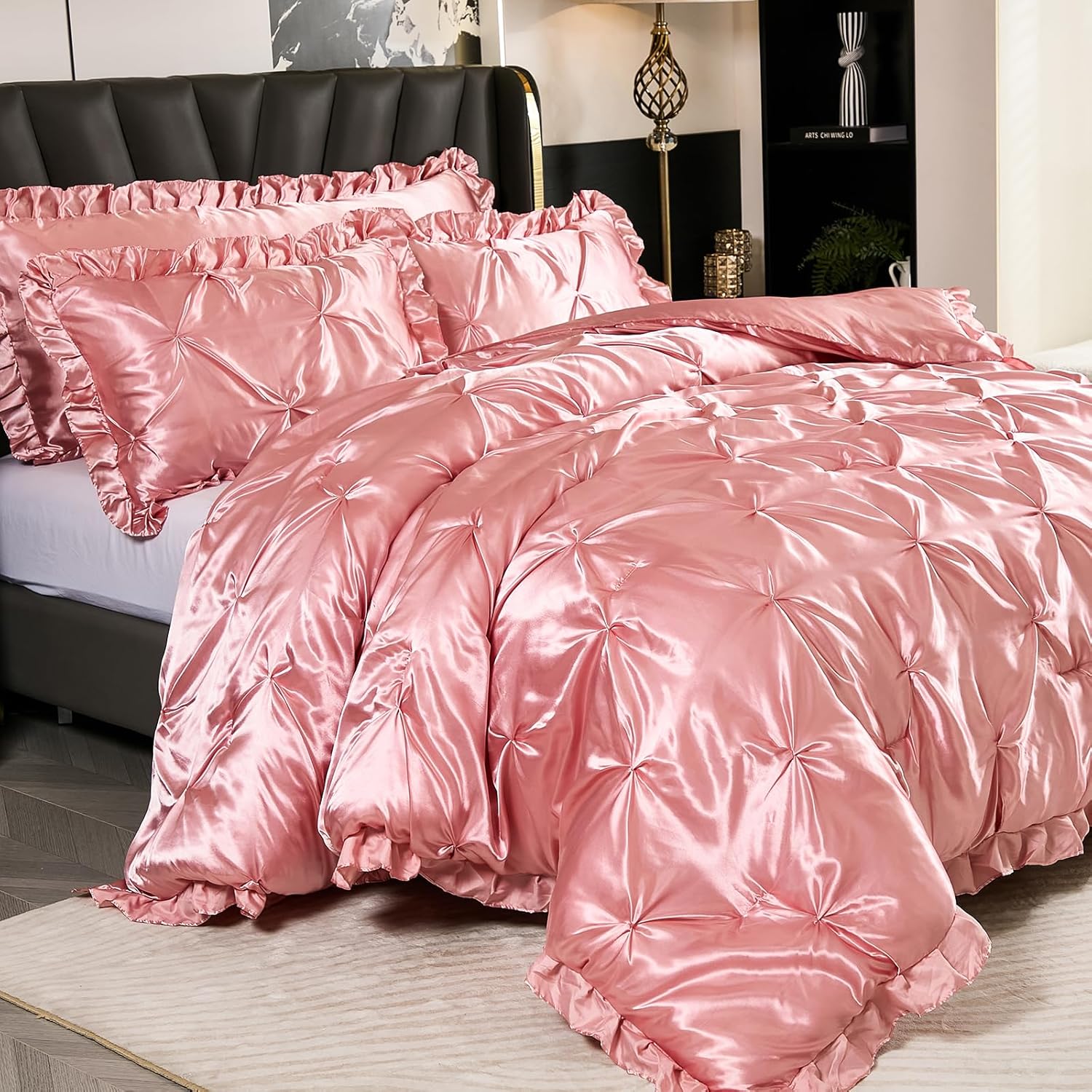 Bedbay Pink Satin Comforter Set 4 Pcs Luxury